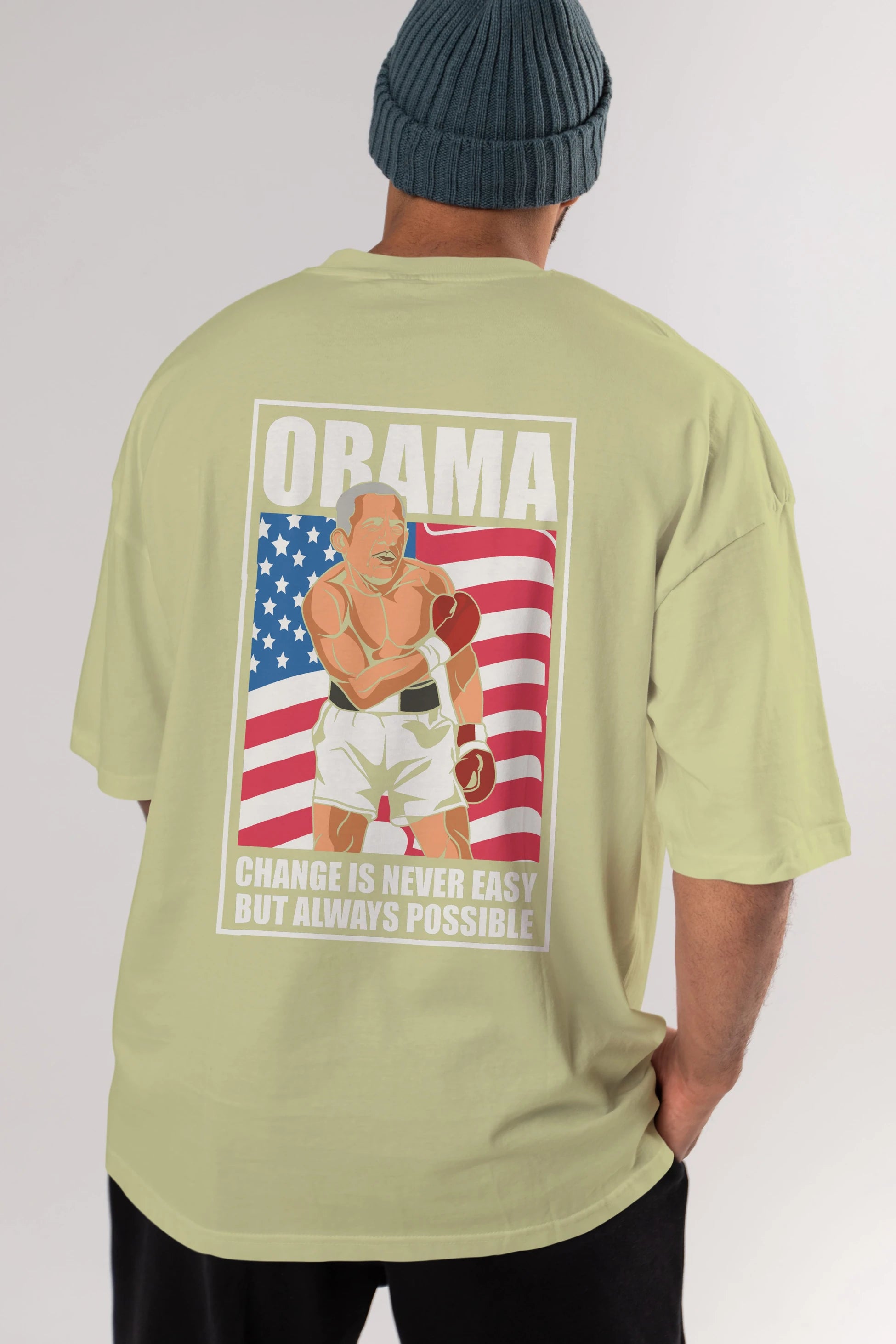 Obama Arka Baskılı Oversize t-shirt Erkek Kadın Unisex %100 Pamuk tişort