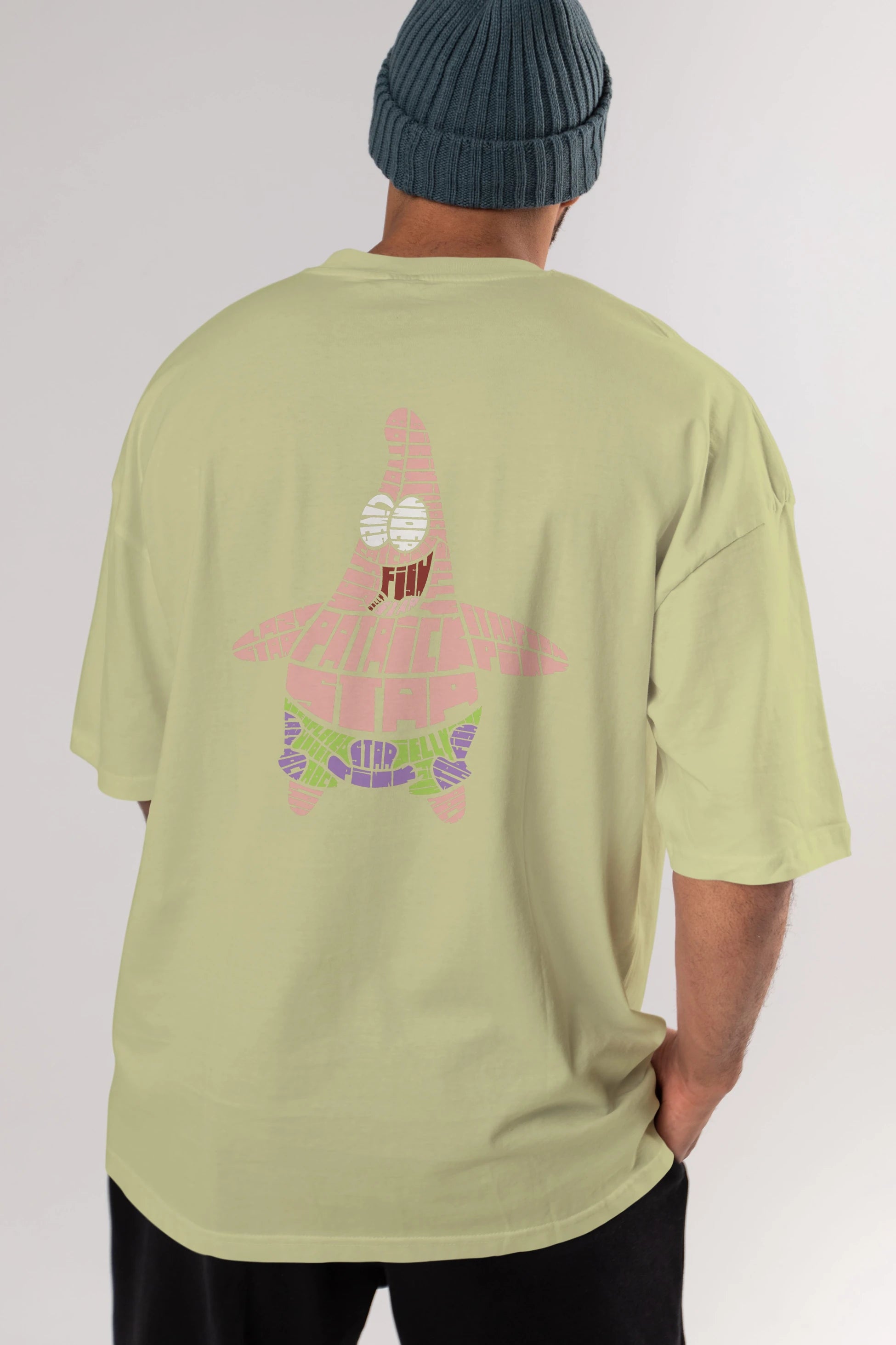 Patrick Star Arka Baskılı Oversize t-shirt %100 pamuk Erkek Kadın Unisex