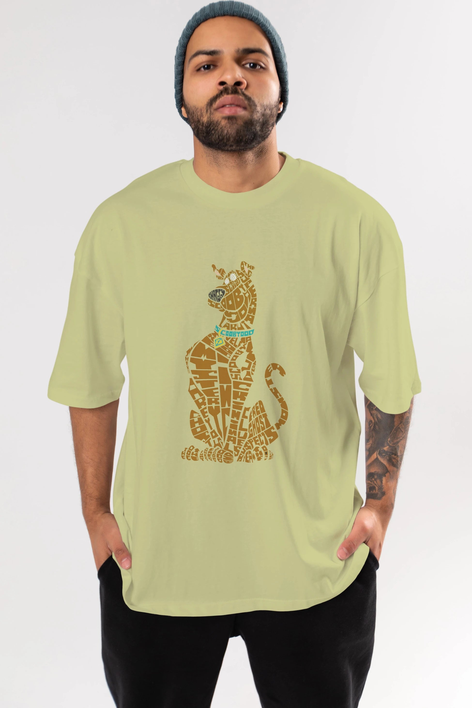 Scooby Doo Ön Baskılı Oversize t-shirt %100 pamuk Erkek Kadın Unisex