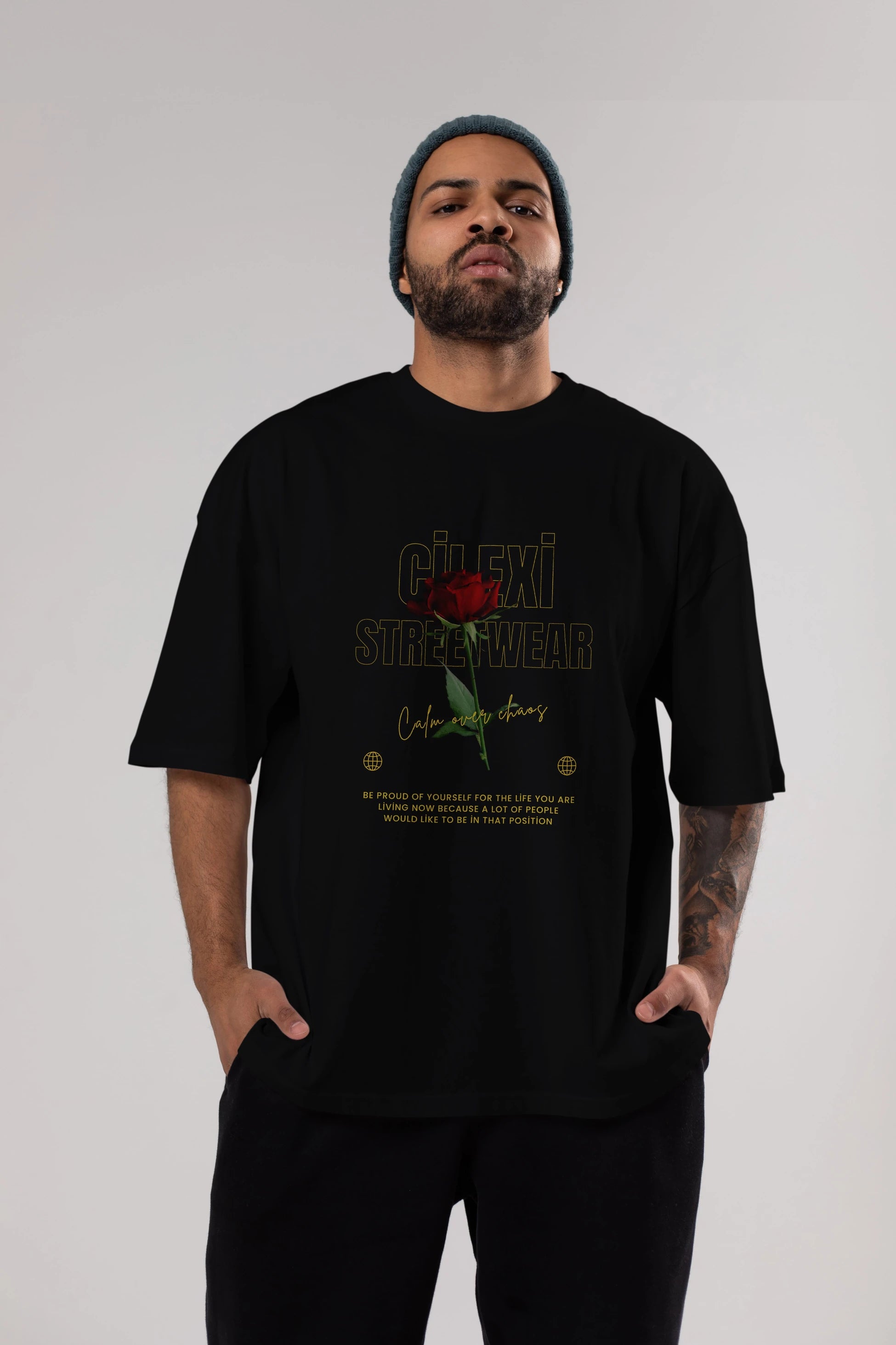 Rose Cilexi Streetwear Ön Baskılı Oversize t-shirt Erkek Kadın Unisex