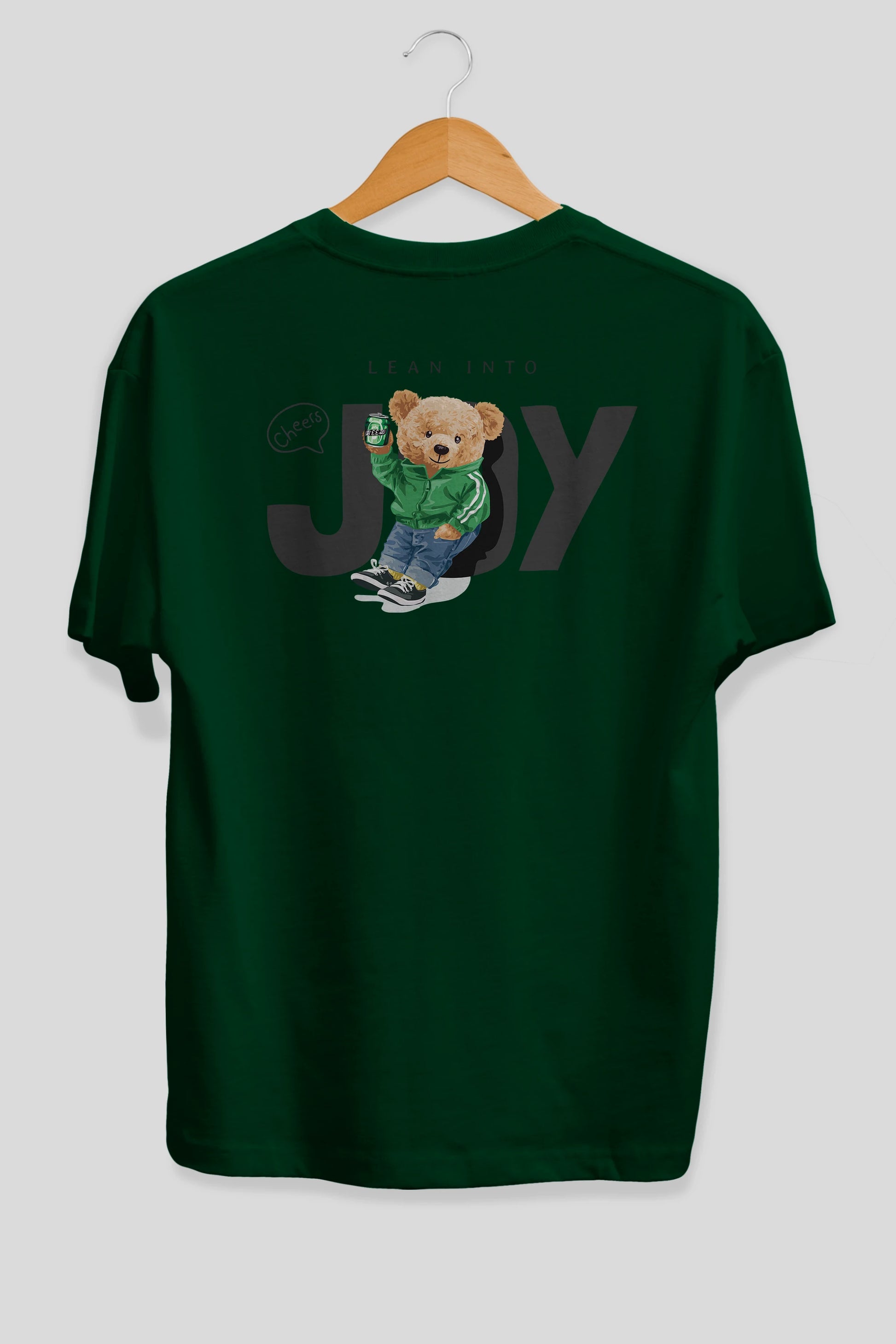 Teddy Bear Joy Arka Baskılı Oversize t-shirt Erkek Kadın Unisex %100 Pamuk