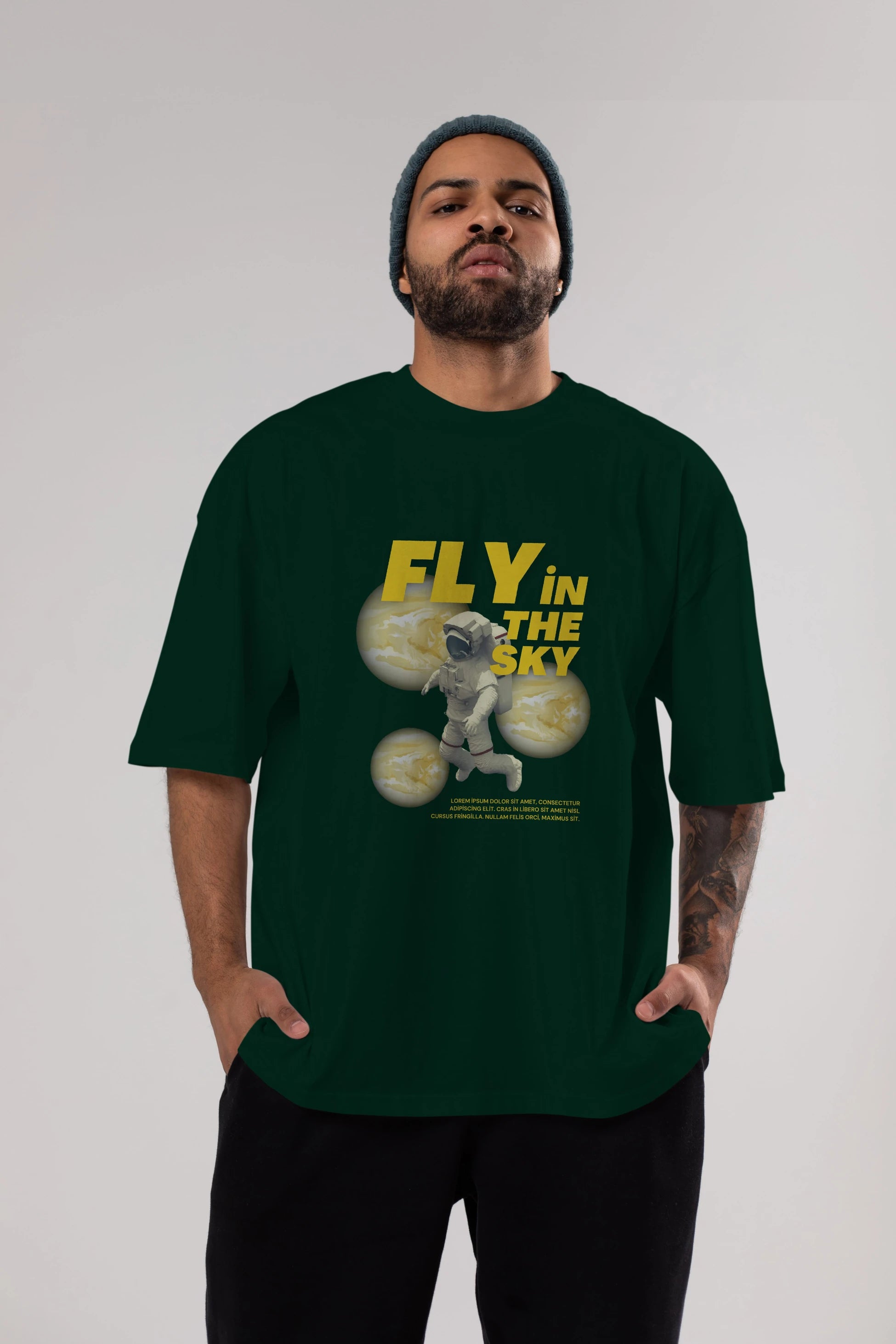 Fly in The Sky Ön Baskılı Oversize t-shirt Erkek Kadın Unisex