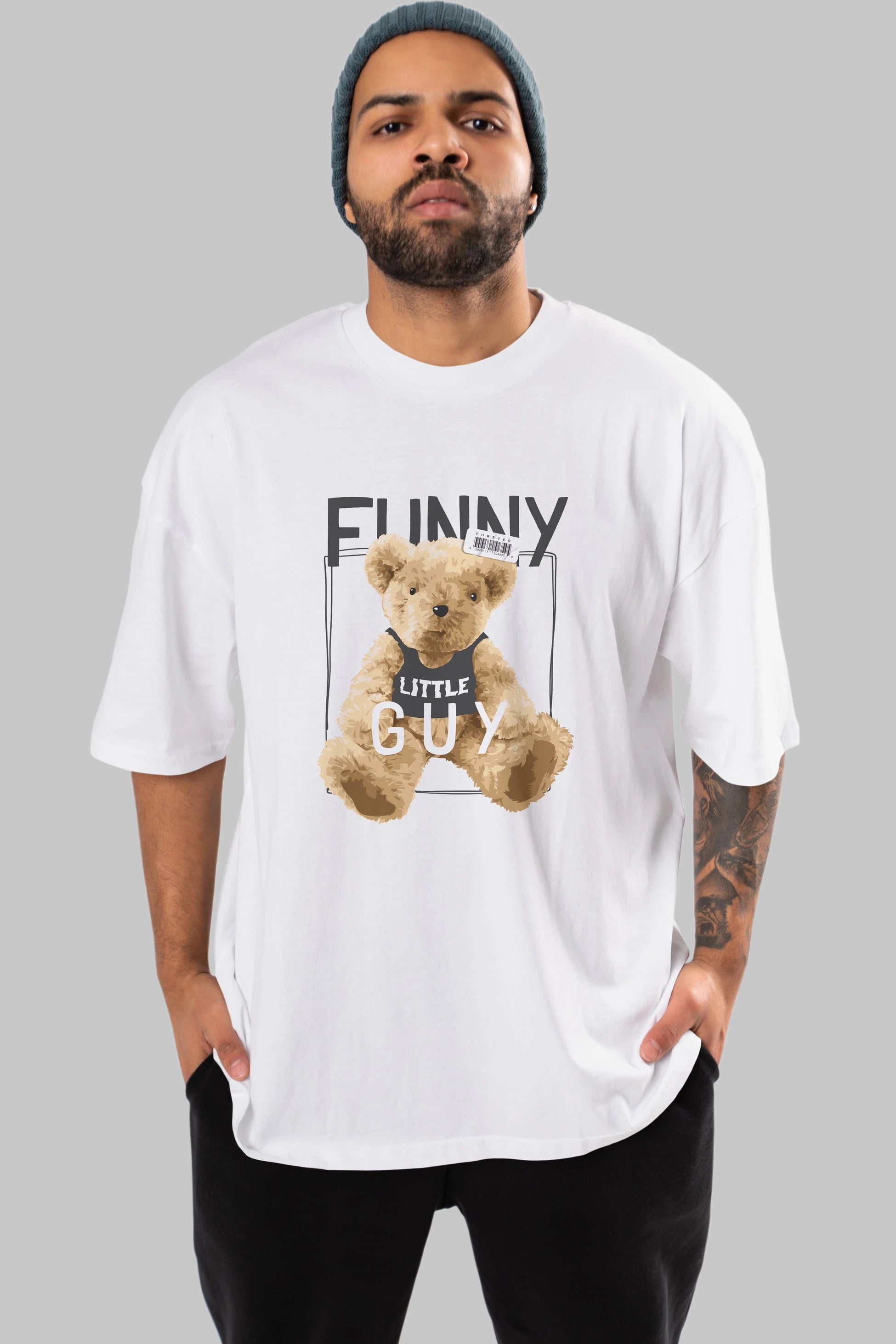 Teddy Bear Funny Ön Baskılı Oversize t-shirt Erkek Kadın Unisex %100 Pamuk