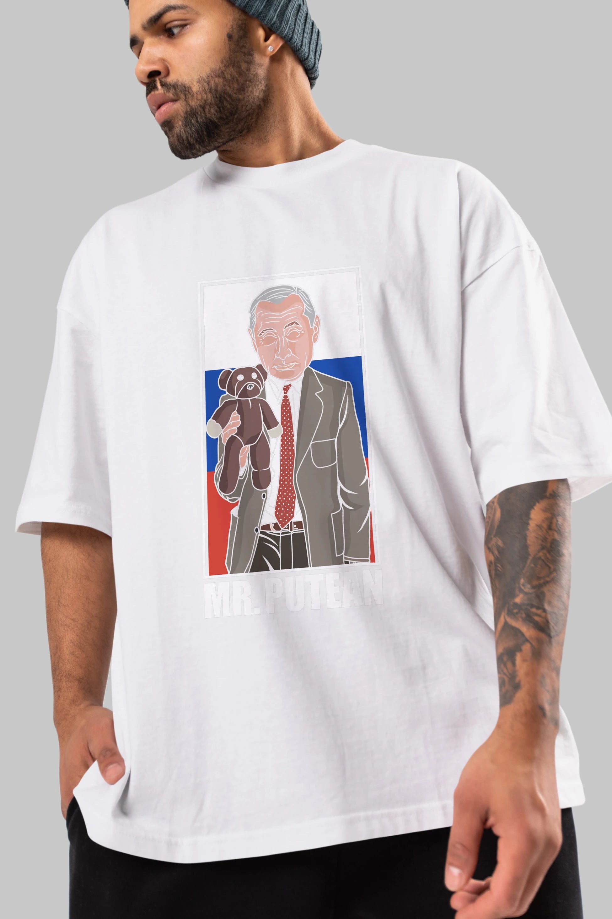 Mr Putean Ön Baskılı Oversize t-shirt Erkek Kadın Unisex %100 Pamuk tişort