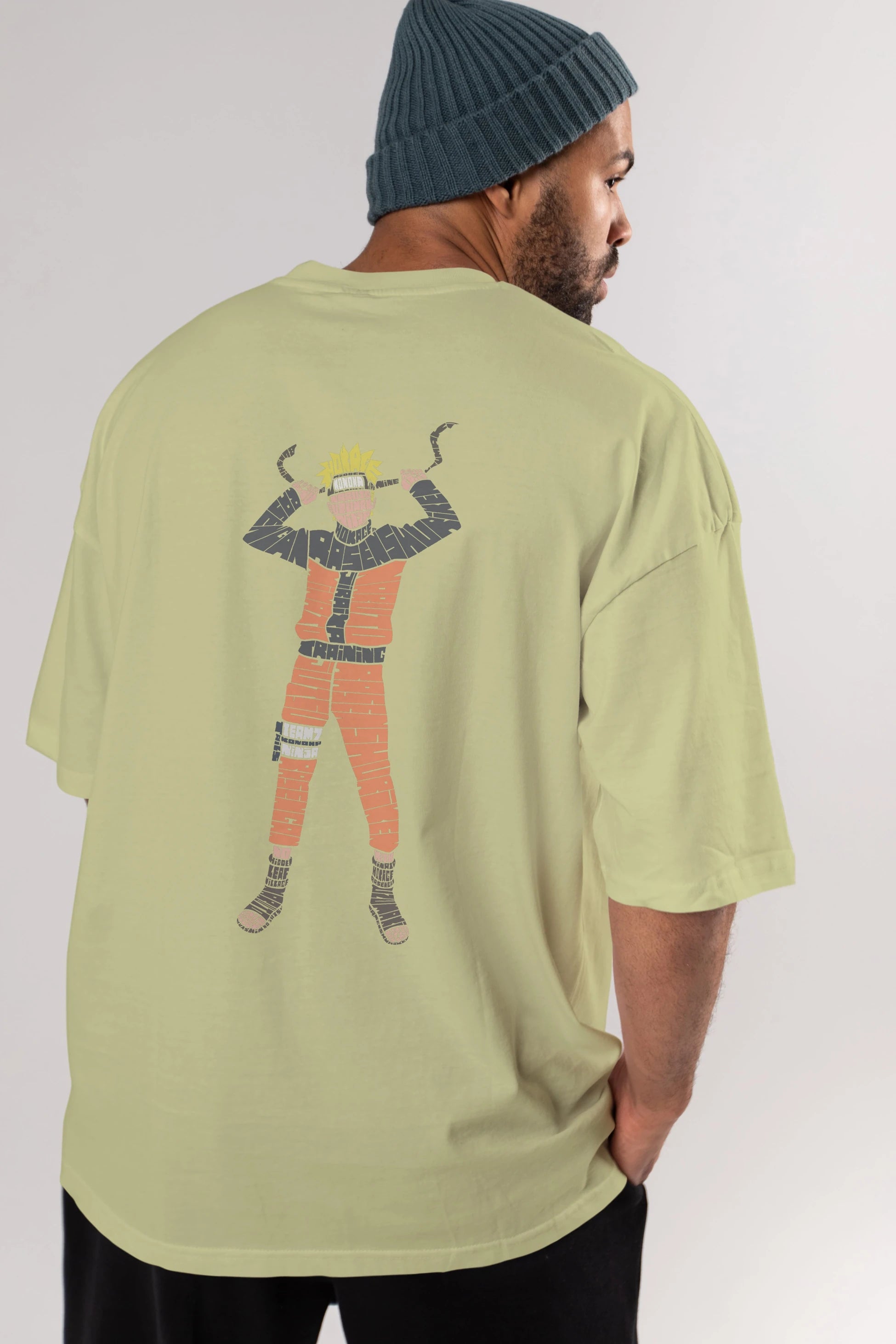 Naruto Arka Baskılı Oversize t-shirt %100 pamuk Erkek Kadın Unisex