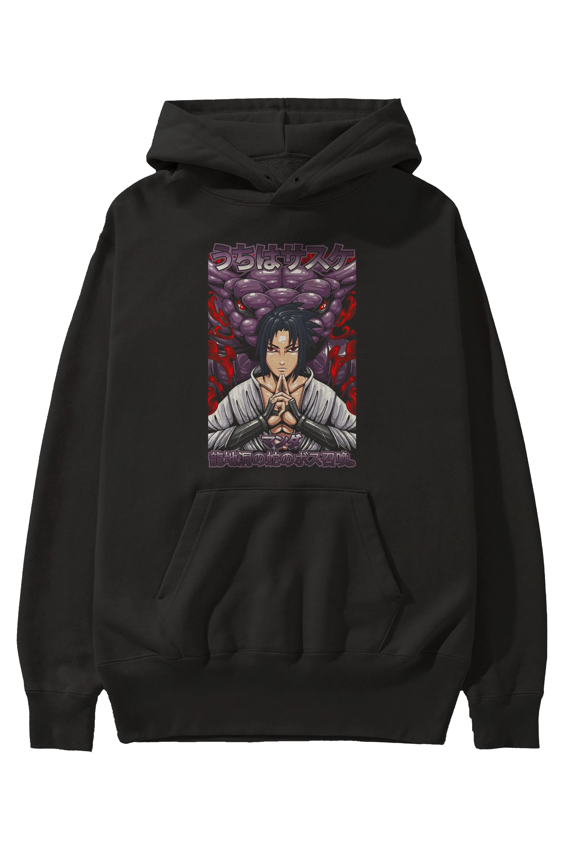 NARUTO SASUKE UCHIHA Anime Ön Baskılı Hoodie Oversize Kapüşonlu Sweatshirt Erkek Kadın Unisex