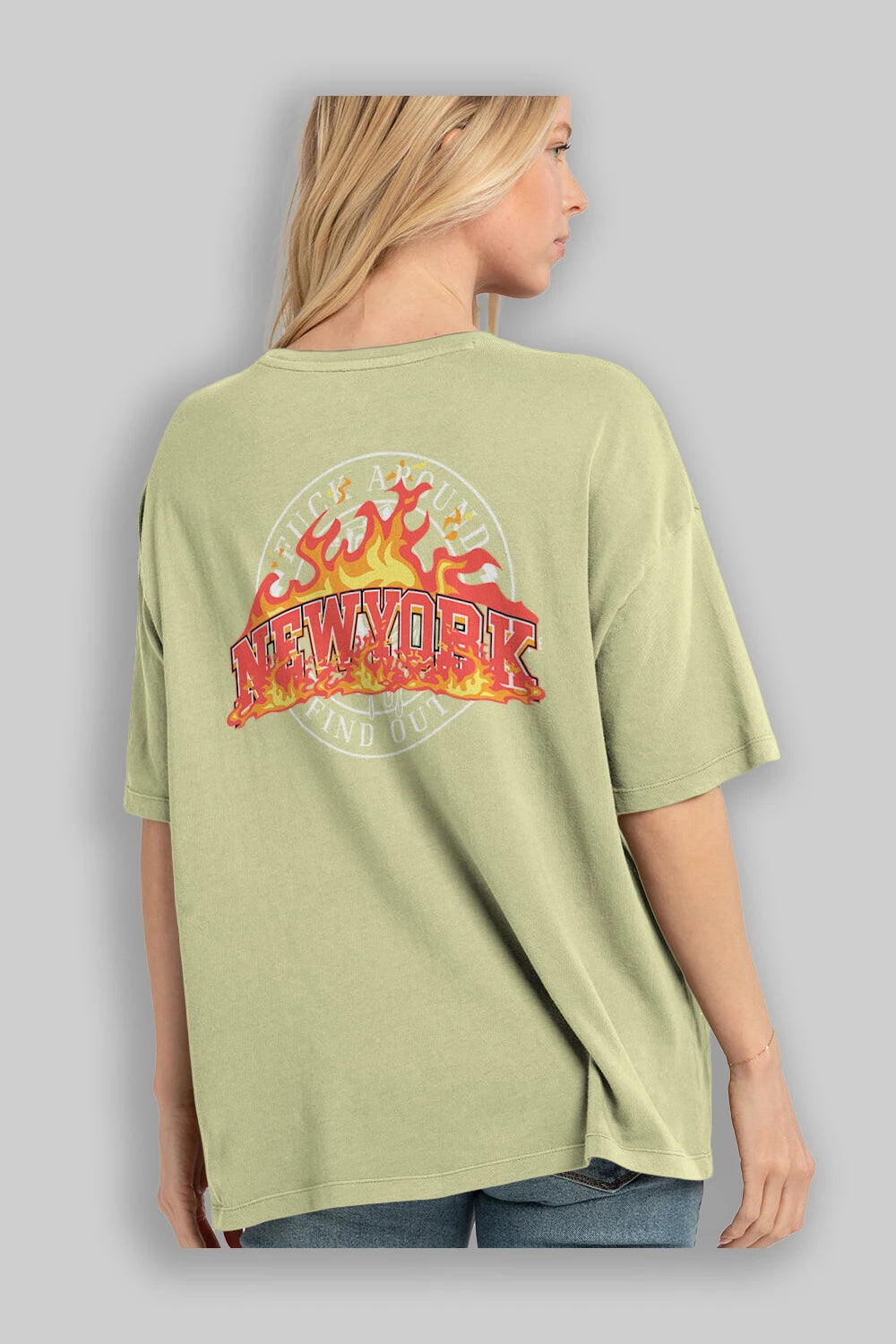 Newyork Style Arka Baskılı Oversize t-shirt Erkek Kadın Unisex