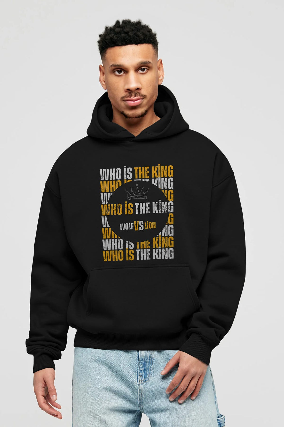 Who Is The King Yazılı Ön Baskılı Oversize Hoodie Kapüşonlu Sweatshirt Erkek Kadın Unisex