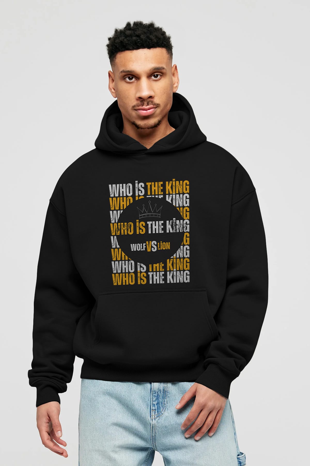 Who Is The King Yazılı Ön Baskılı Oversize Hoodie Kapüşonlu Sweatshirt Erkek Kadın Unisex