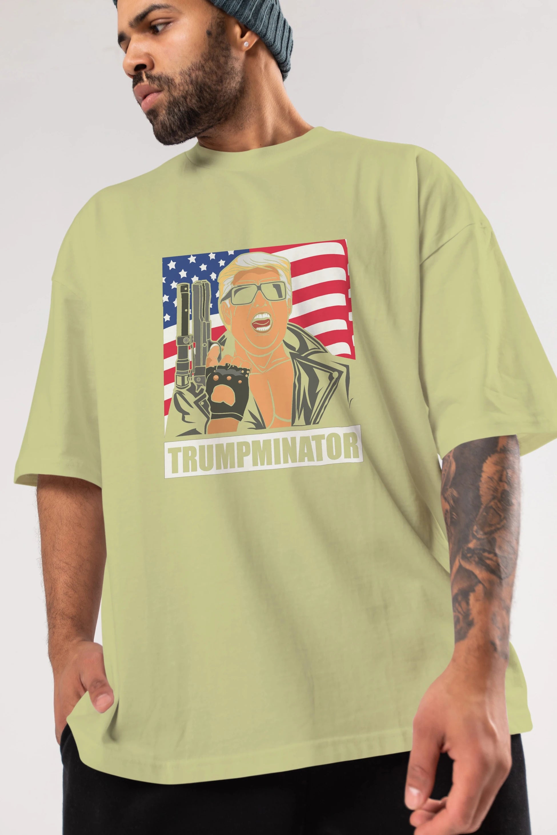 Trumpminator Ön Baskılı Oversize t-shirt Erkek Kadın Unisex %100 Pamuk tişort