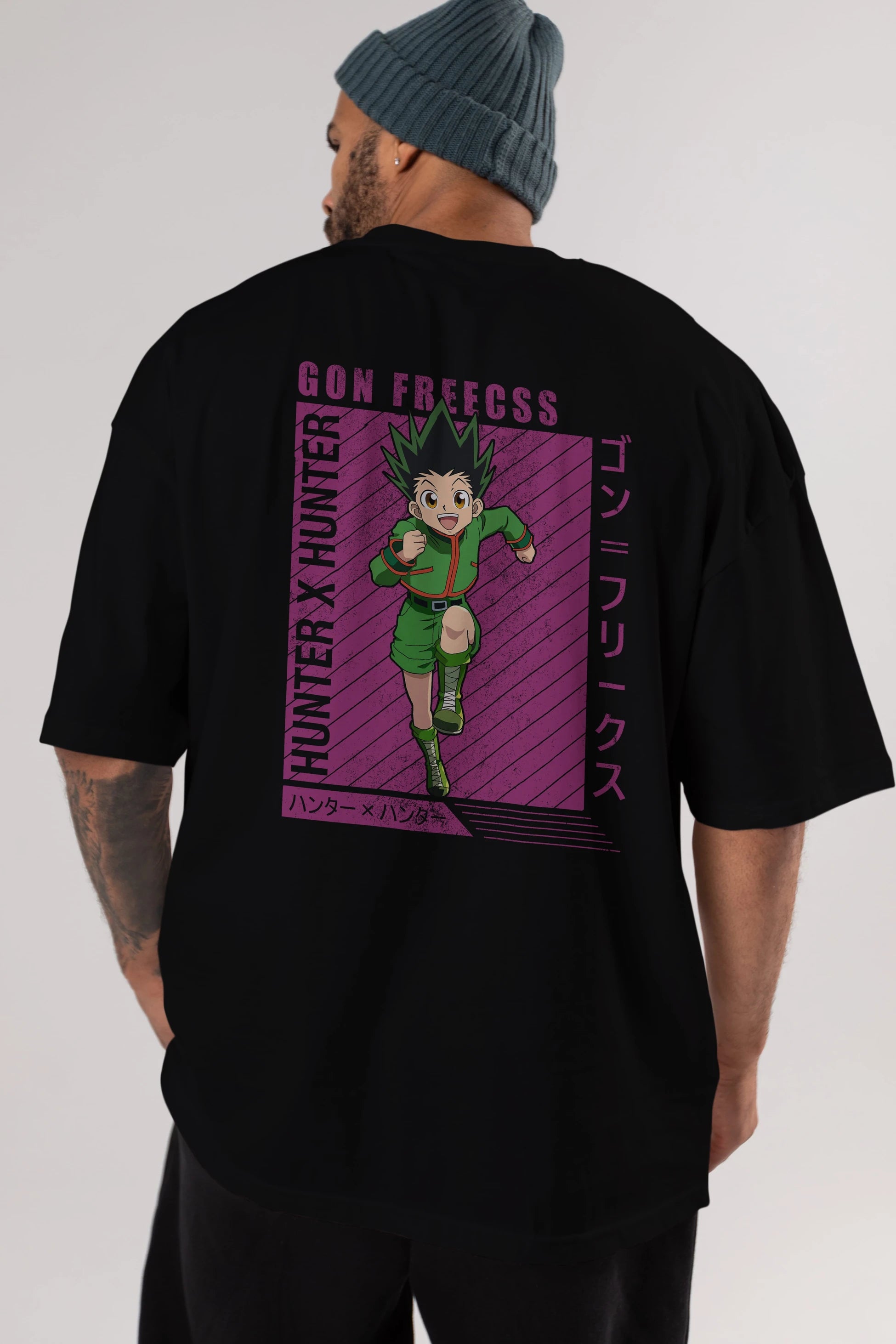 Gon Freecss HUNTER X HUNTER 3 Anime Arka Baskılı Oversize t-shirt Erkek Kadın Unisex