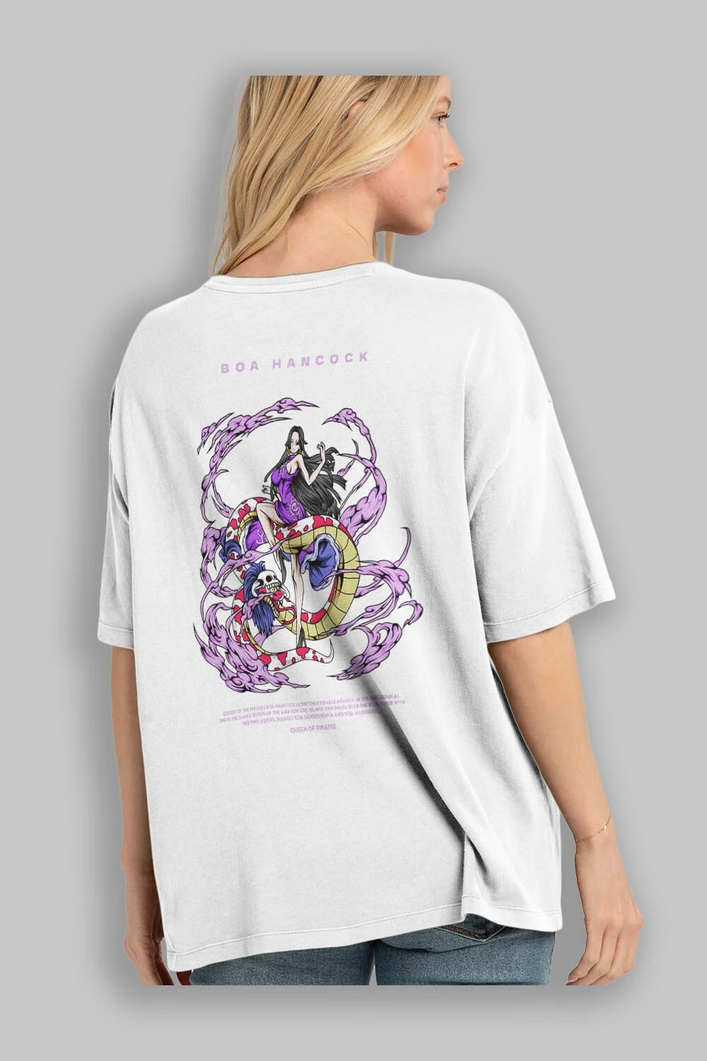 Boa Hancock Anime Arka Baskılı Oversize t-shirt Erkek Kadın Unisex
