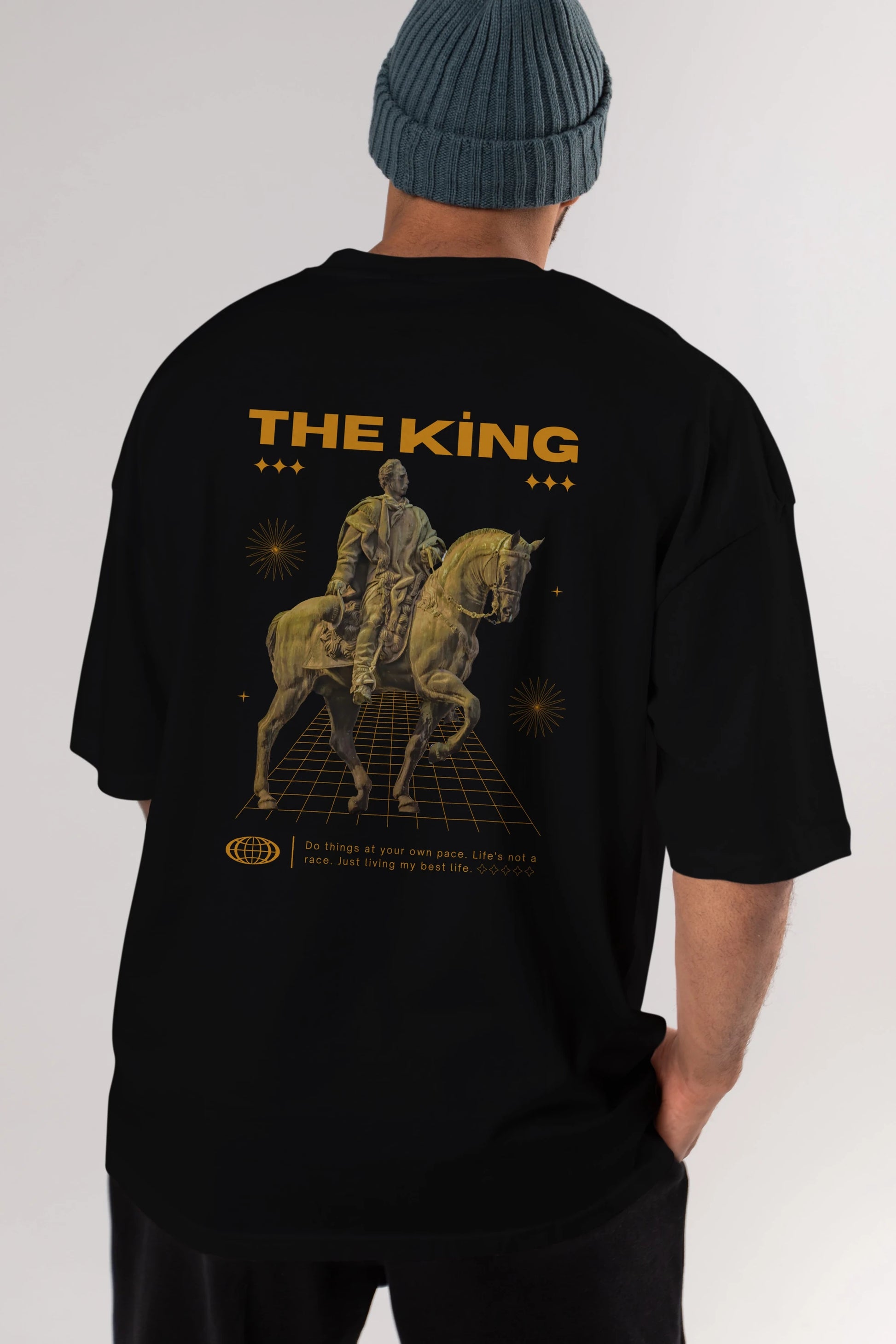 The King Yazılı Arka Baskılı Oversize t-shirt Erkek Kadın Unisex