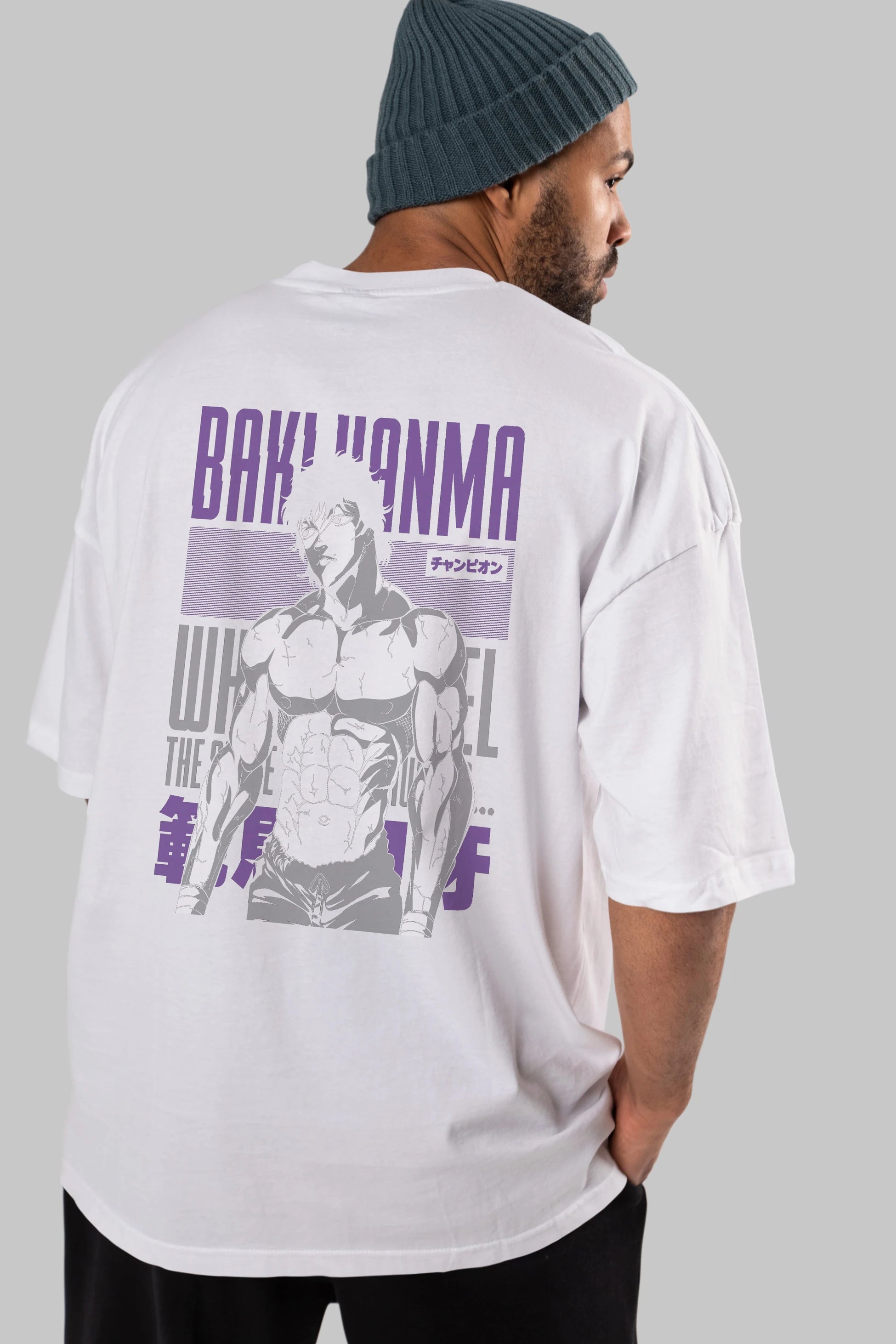 BAKI HANMA (2) Anime Arka Baskılı Oversize t-shirt Erkek Kadın Unisex