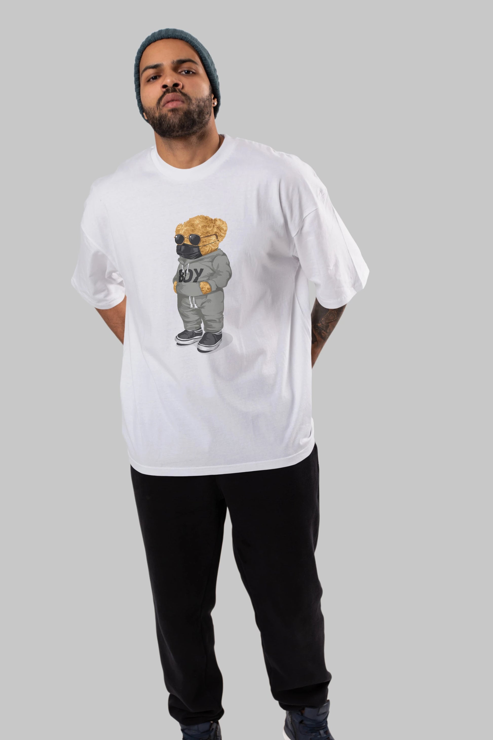 Teddy Bear Boy Ön Baskılı Oversize t-shirt Erkek Kadın Unisex %100 Pamuk