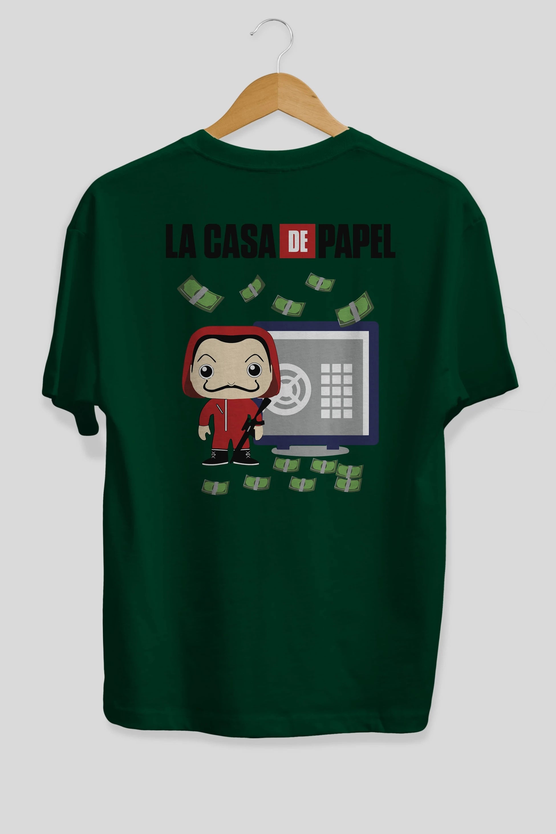 La Casa De Papel (4) Arka Baskılı Oversize t-shirt Erkek Kadın Unisex %100 Pamuk Bisiklet Yaka tişort