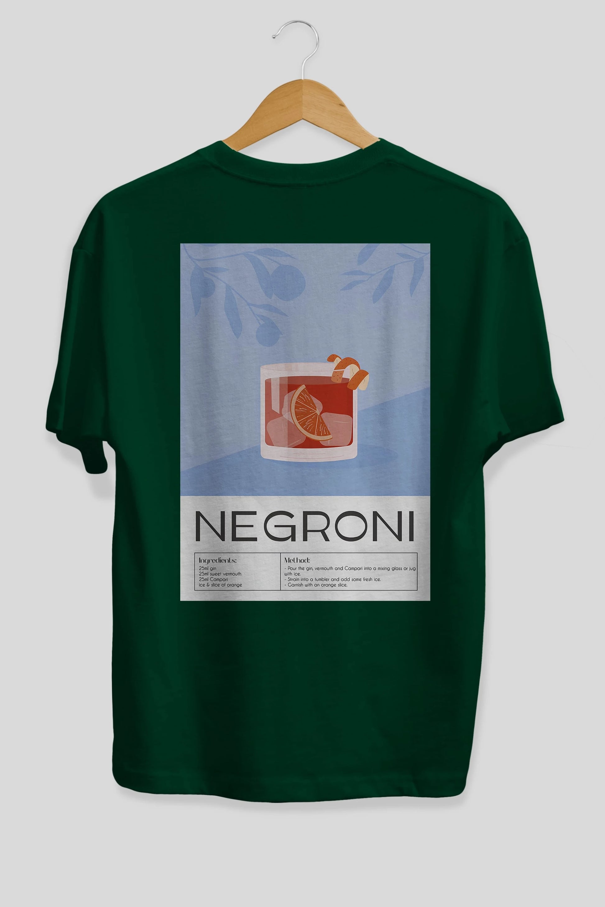 Negroni Arka Baskılı Oversize t-shirt Erkek Kadın Unisex %100 Pamuk Bisiklet Yaka tişort
