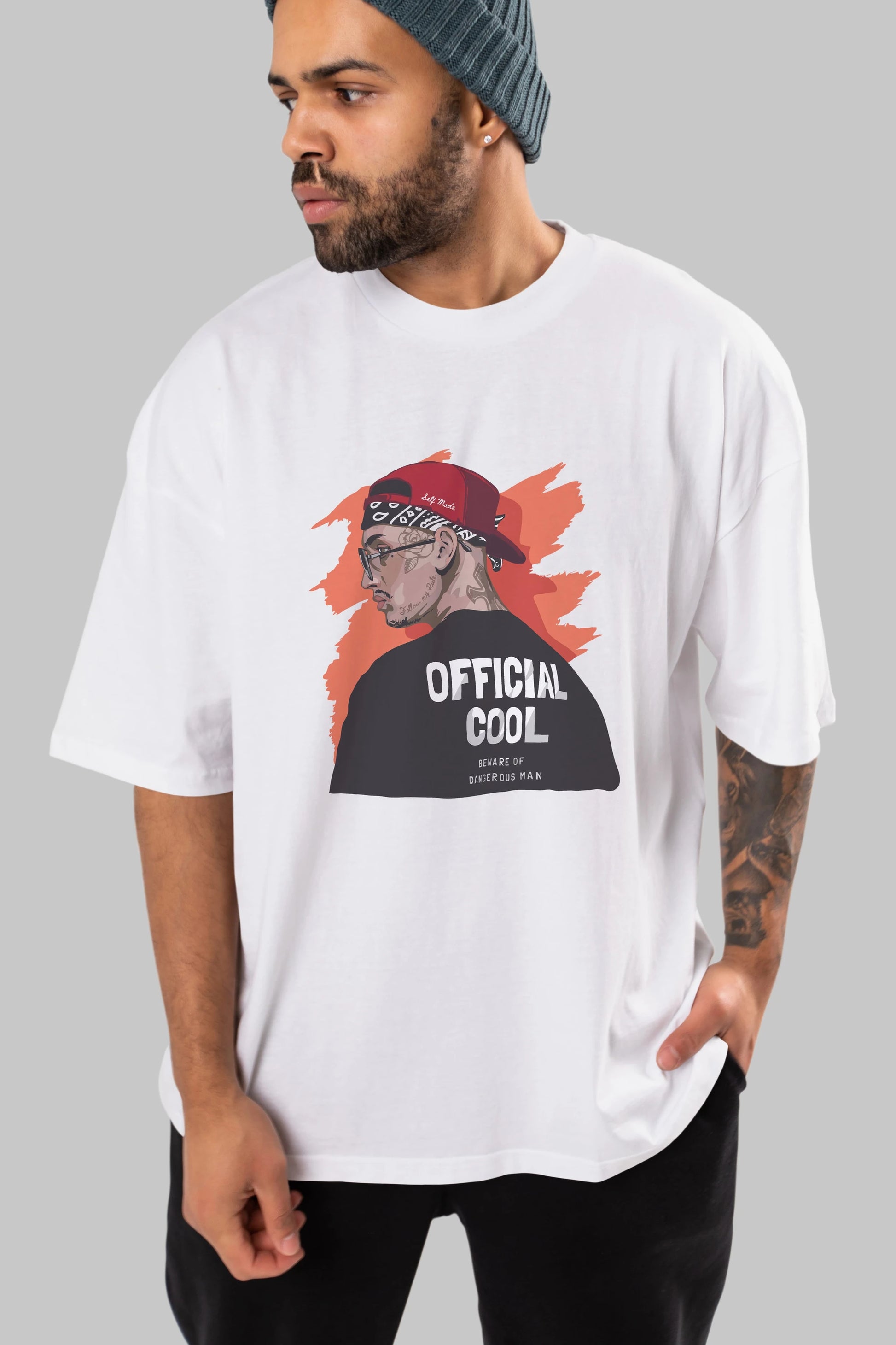 Official Cool Ön Baskılı Oversize t-shirt Erkek Kadın Unisex
