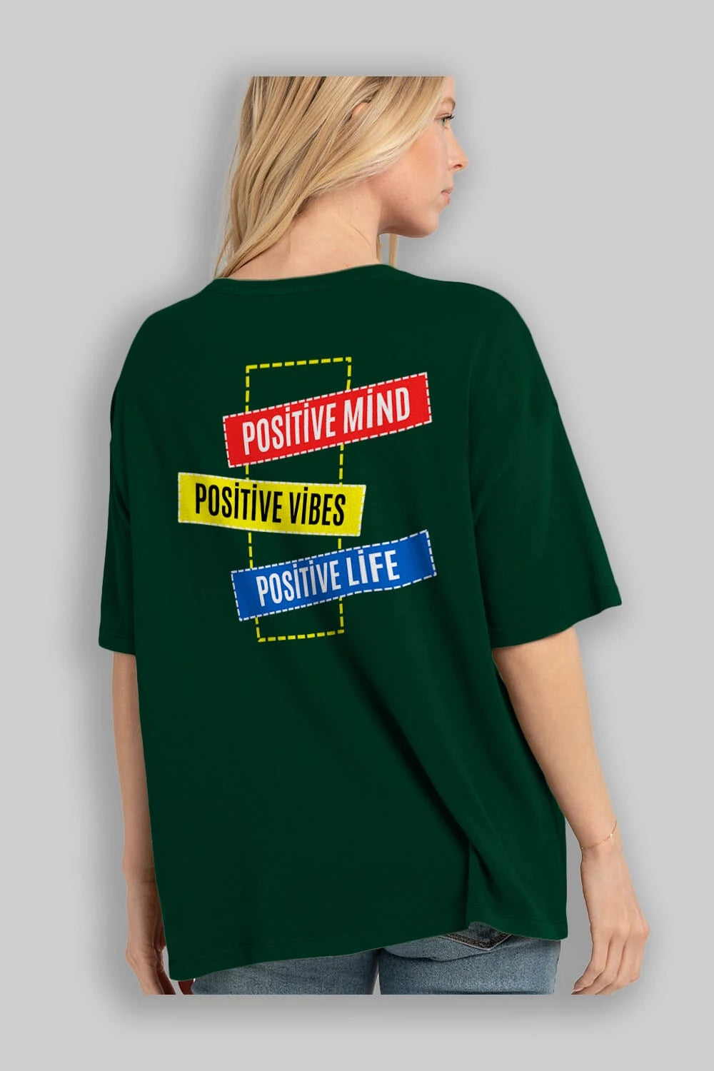 Positive Mind Vibes Lifes Arka Baskılı Oversize t-shirt Erkek Kadın Unisex