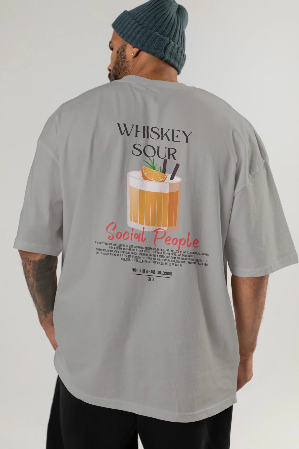 Whıskey Sour Kokteyl Serisi Baskılı Oversize t-shirt Erkek Kadın Unisex %100 Pamuk Bisiklet Yaka tişort