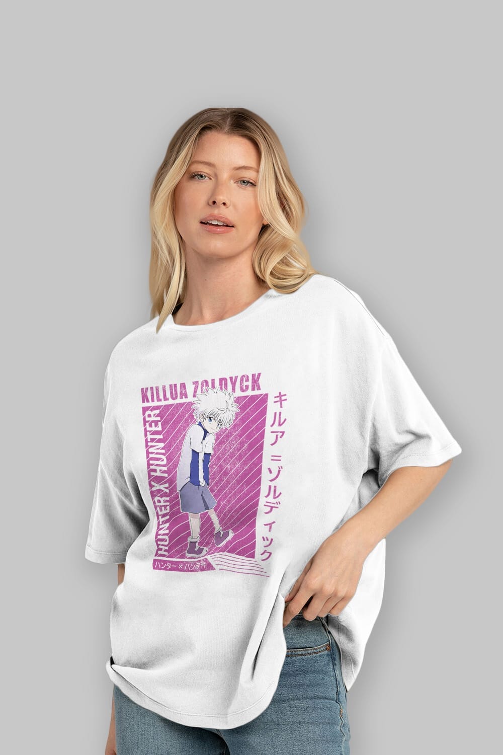 Killua Zoldyck 3 1 Anime Ön Baskılı Oversize t-shirt %100 pamuk Erkek Kadın Unisex