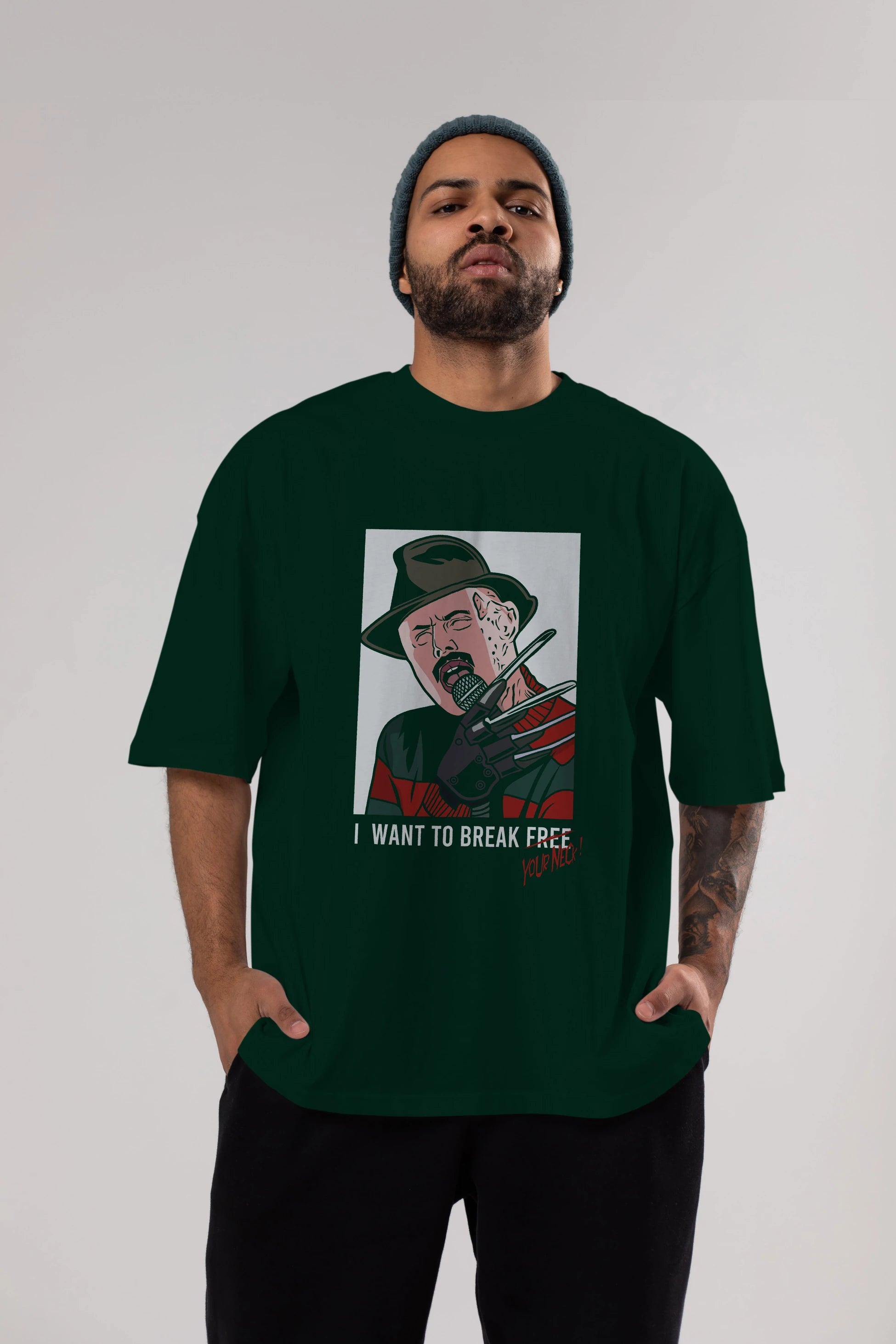 Freddy Merkrueger Ön Baskılı Oversize t-shirt Erkek Kadın Unisex %100 Pamuk tişort