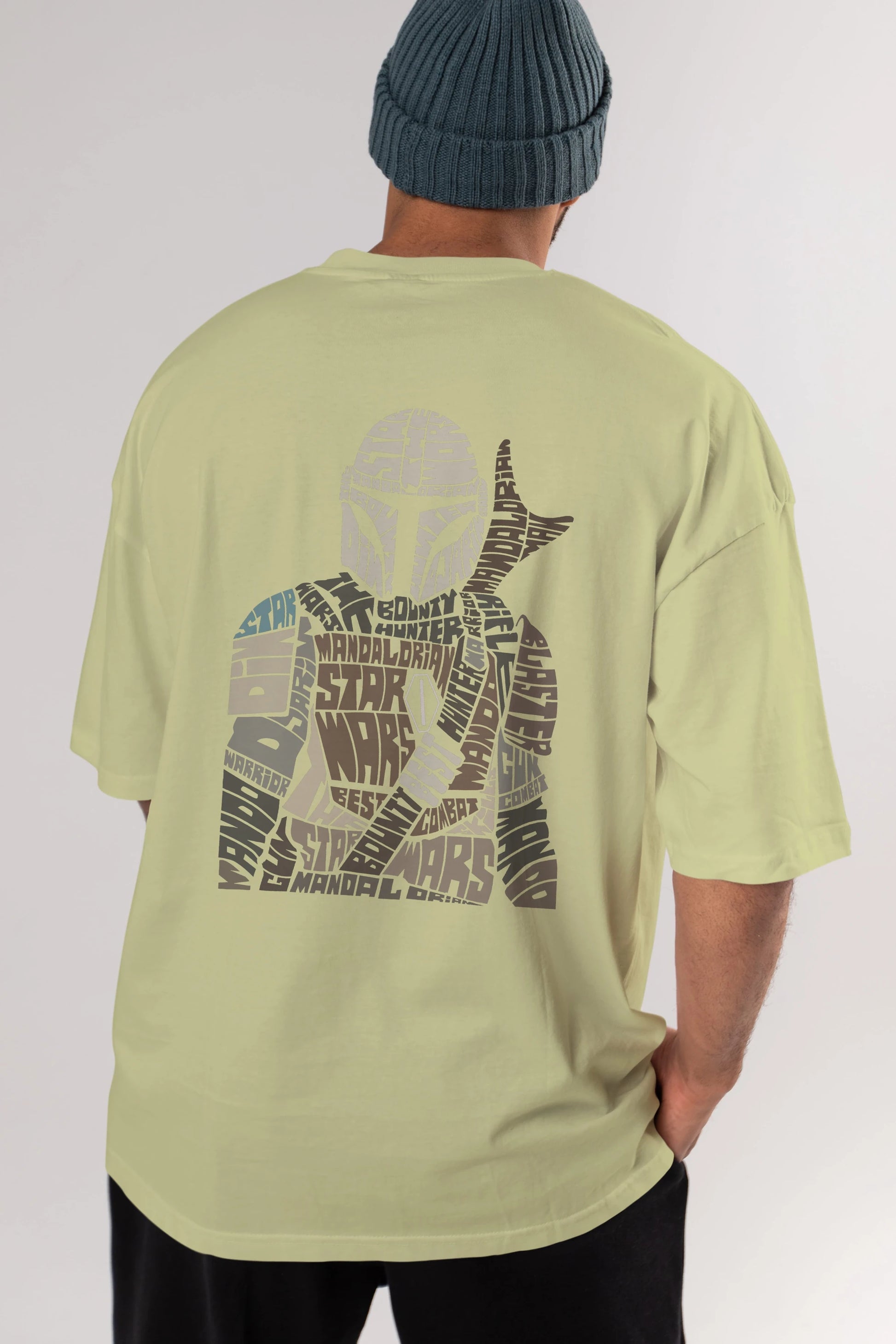 Mandalorian Arka Baskılı Oversize t-shirt %100 pamuk Erkek Kadın Unisex