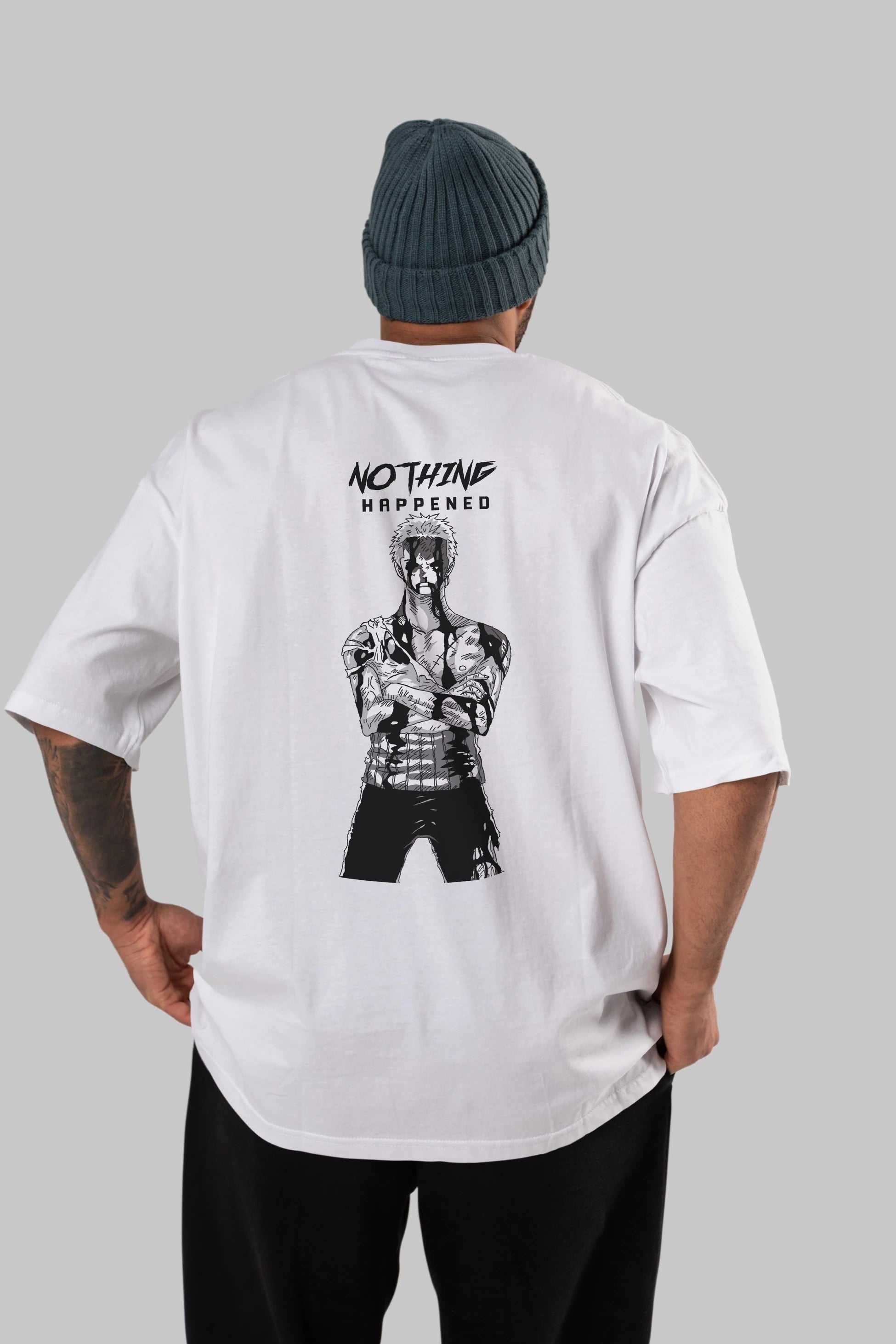 Roronoa Zoro 3 Anime Arka Baskılı Oversize t-shirt Erkek Kadın Unisex %100 pamuk tişort