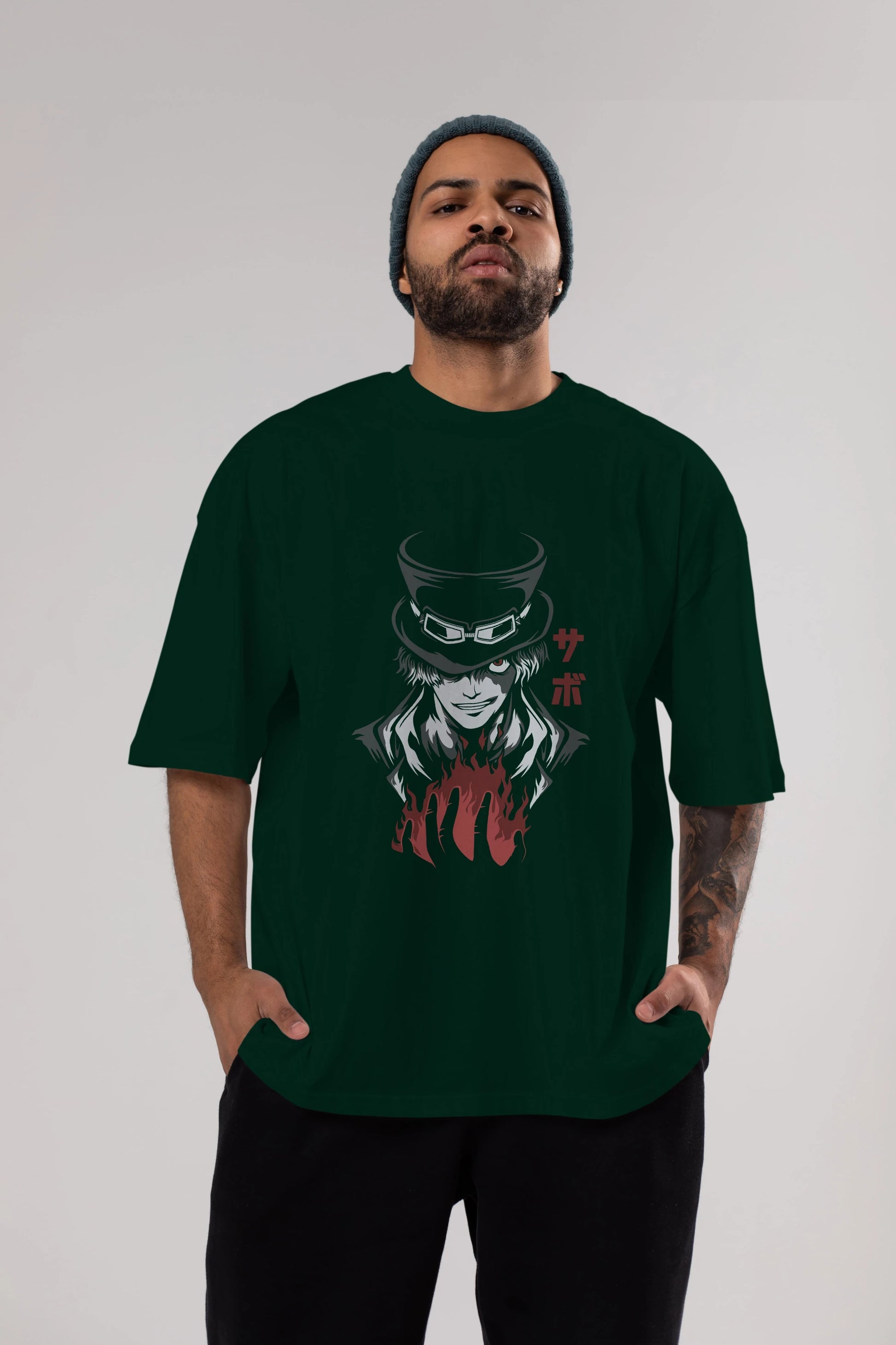 SaboOnePiece Anime Ön Baskılı Oversize t-shirt %100 pamuk Erkek Kadın Unisex