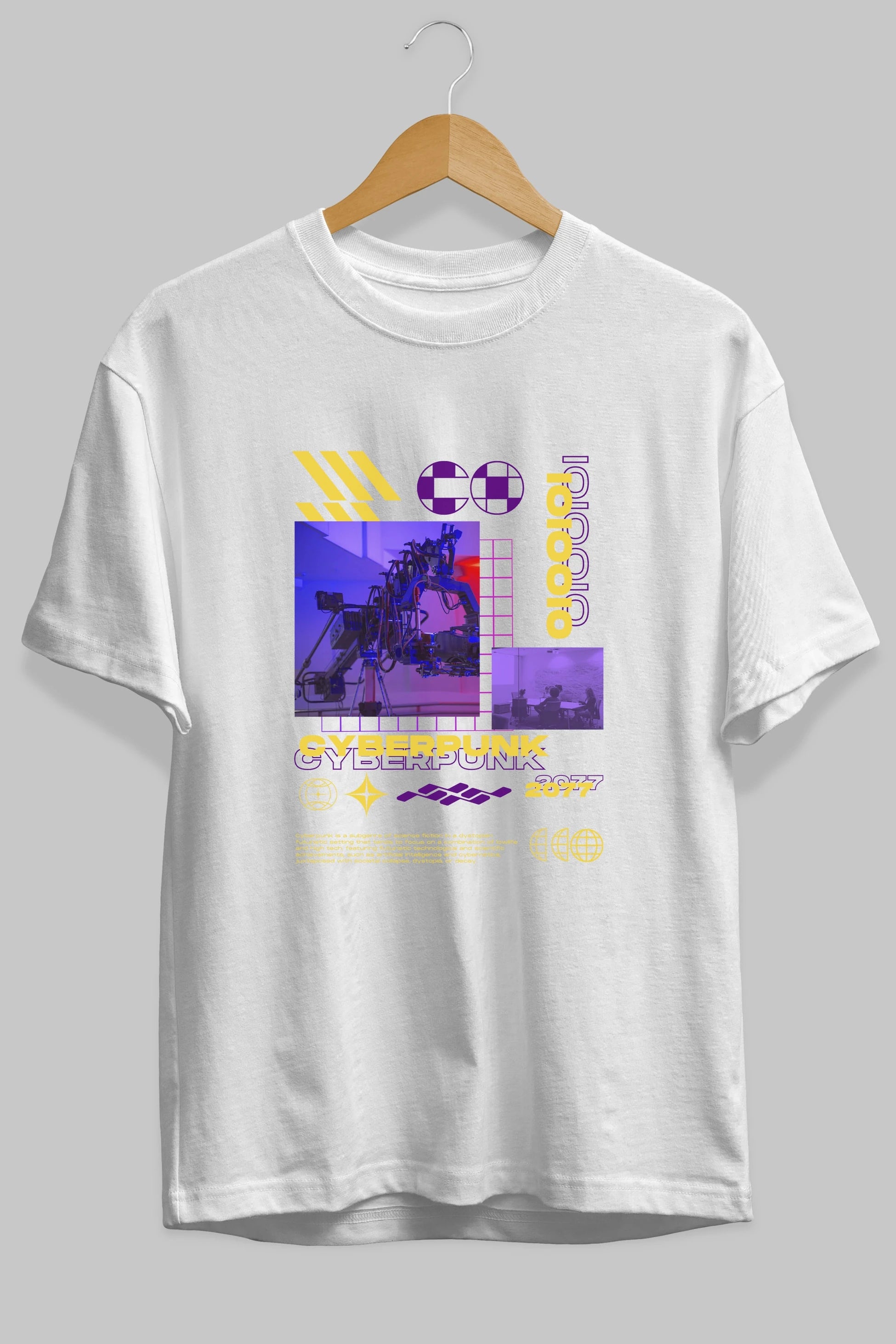 Cyberpunk Yazılı Ön Baskılı Oversize t-shirt Erkek Kadın Unisex
