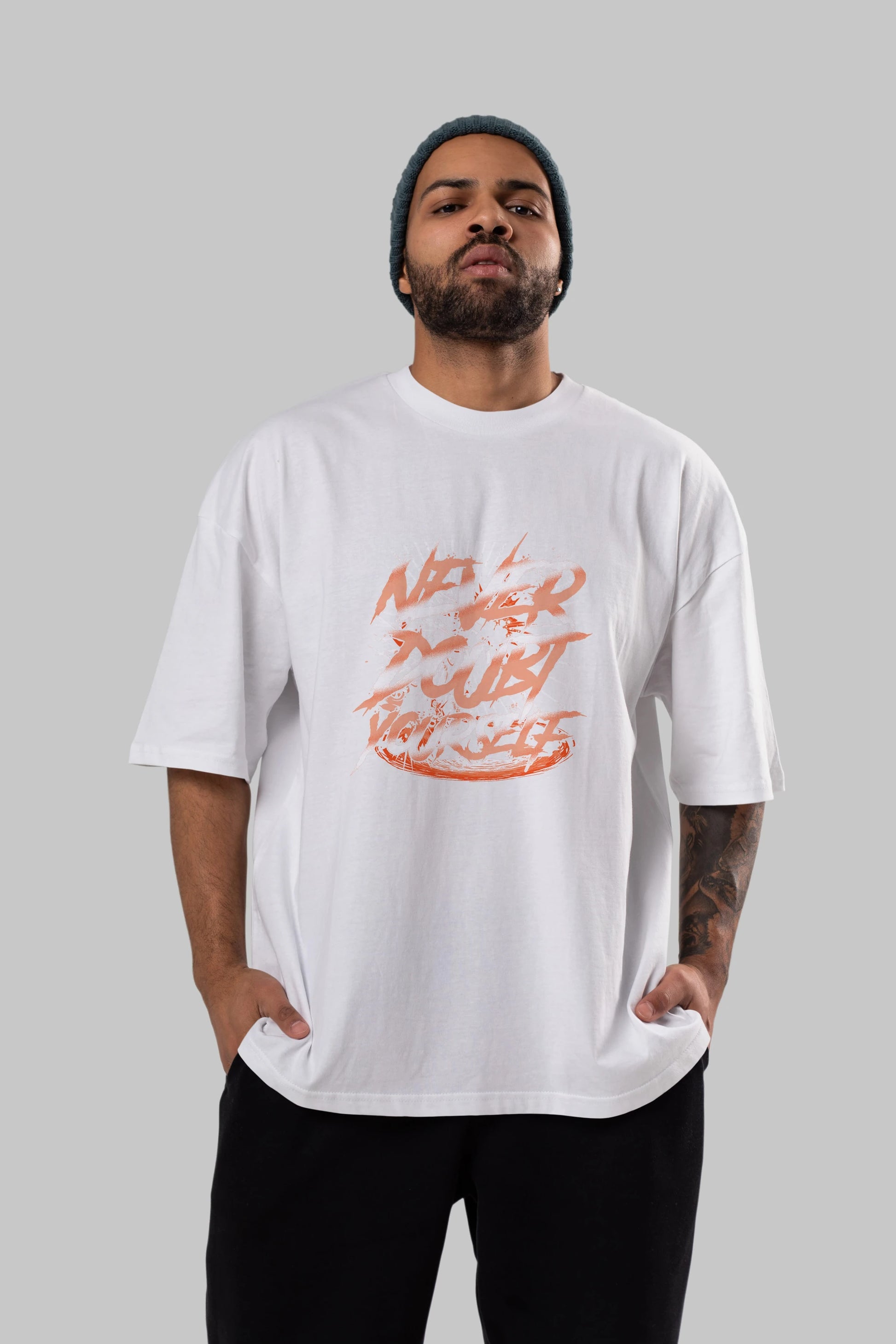 Never Doubt Yourself Ön Baskılı Oversize t-shirt Erkek Kadın Unisex