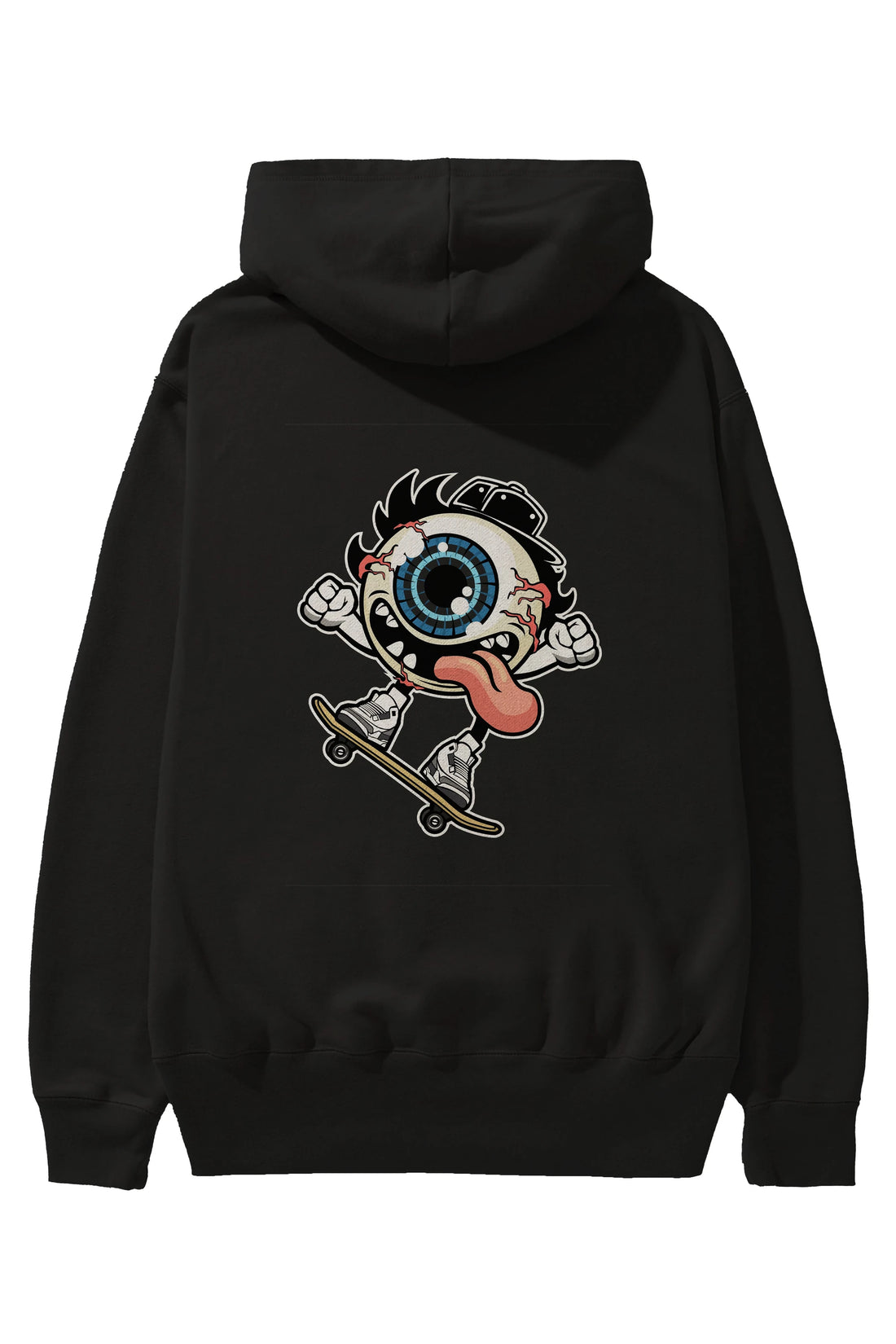 Eye Ball Skater Arka Baskılı Hoodie Oversize Kapüşonlu Sweatshirt Erkek Kadın Unisex