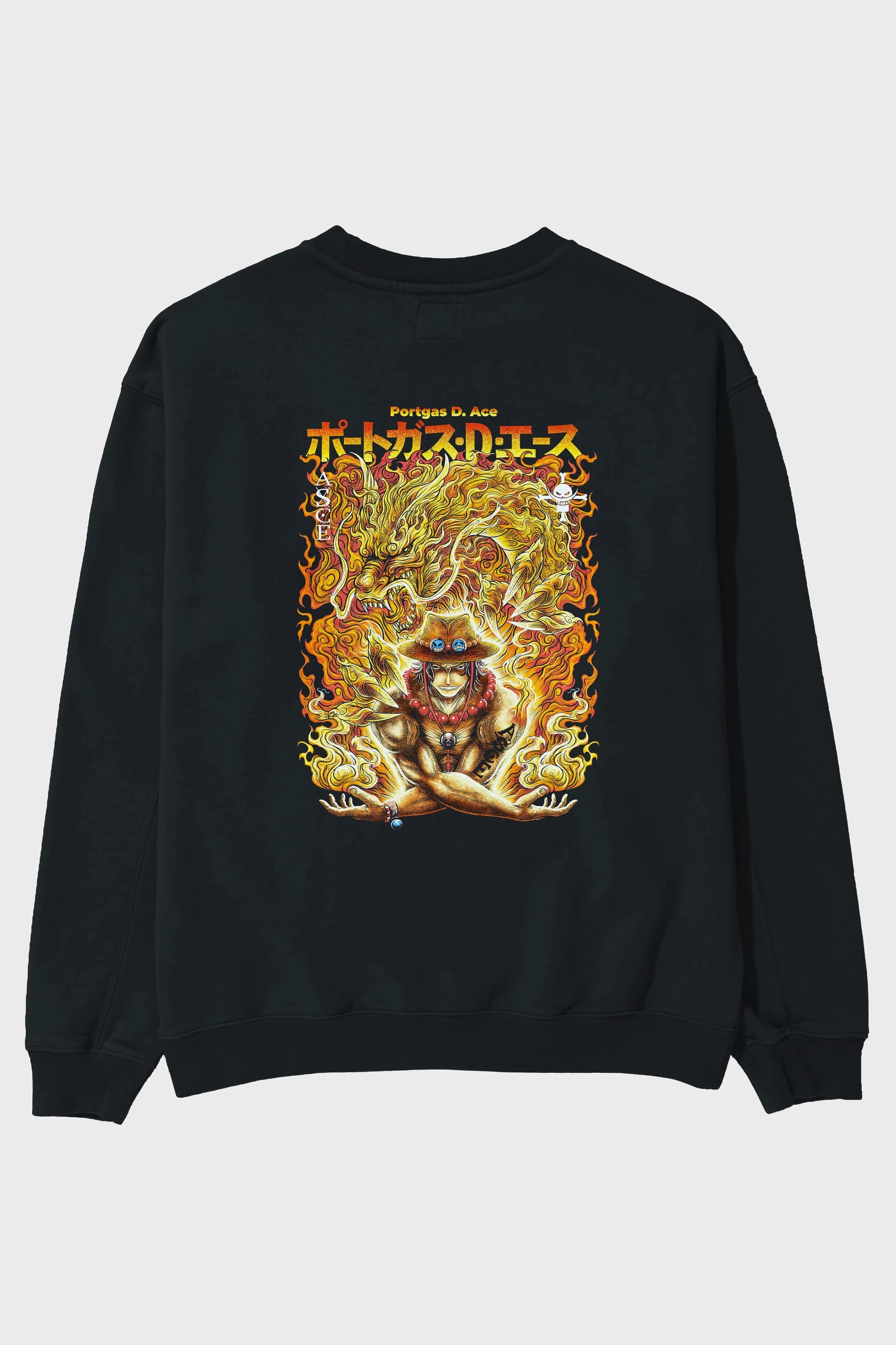 PORTGAS D. ACE Anime Arka Baskılı Oversize Sweatshirt Erkek Kadın Unisex