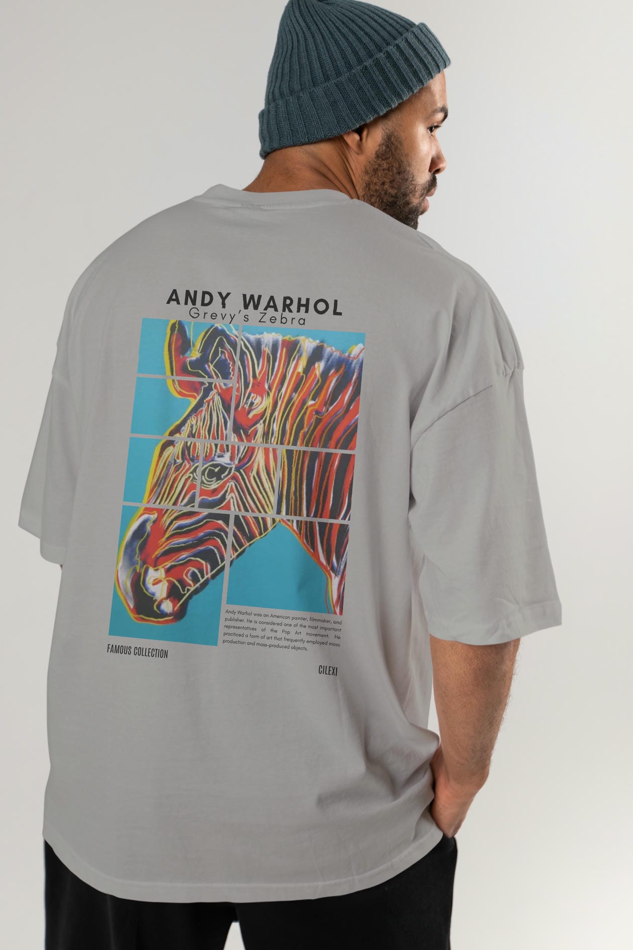 Andy Warhol Arka Baskılı Oversize t-shirt Erkek Kadın Bisiklet Yaka Pamuk tişort