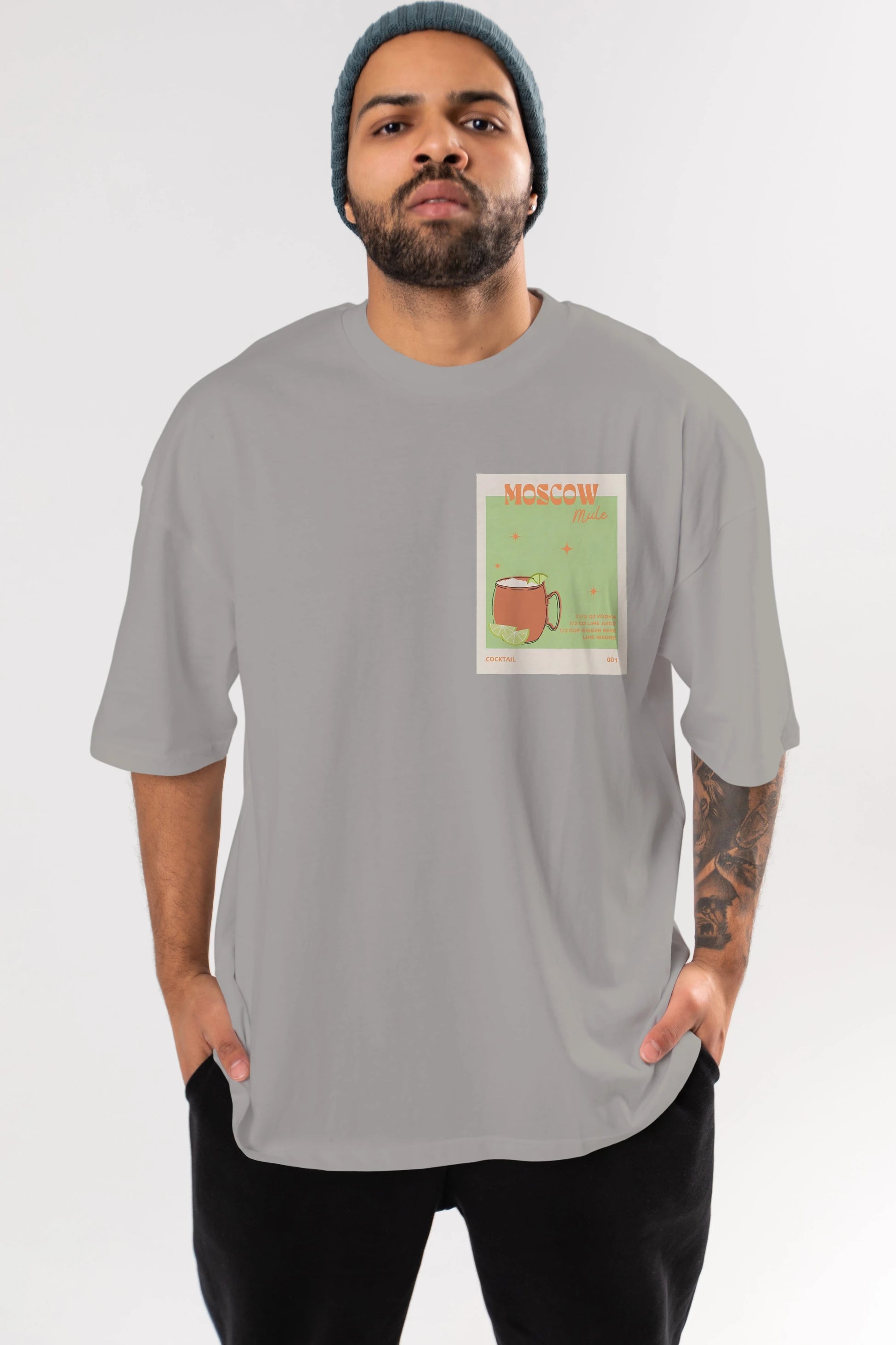 Moscow Mule 2 Ön Sol Baskılı Oversize t-shirt Erkek Kadın Unisex %100 Pamuk Bisiklet Yaka tişort
