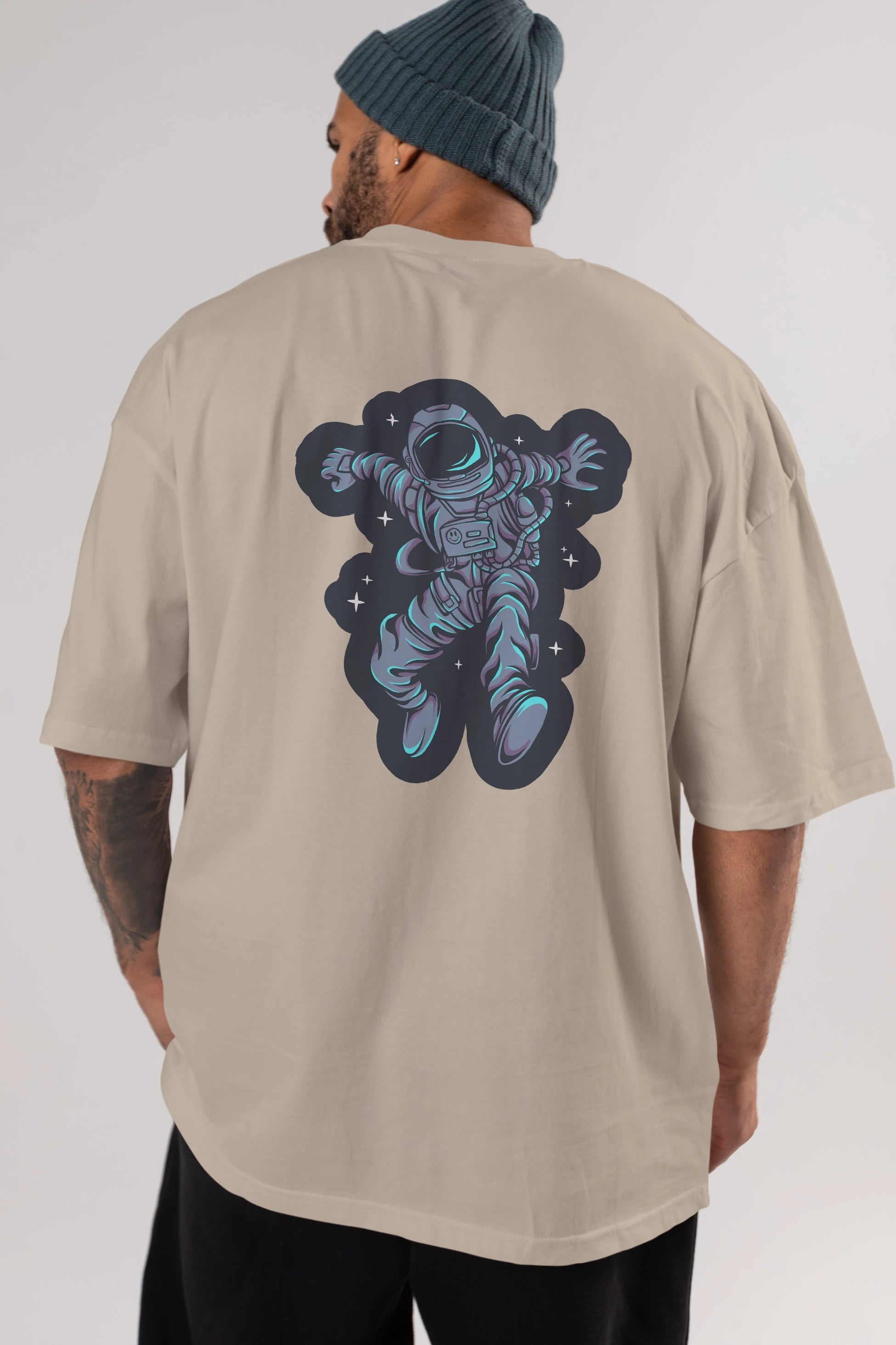 Astrostars sticker Arka Baskılı Oversize t-shirt Erkek Kadın Unisex