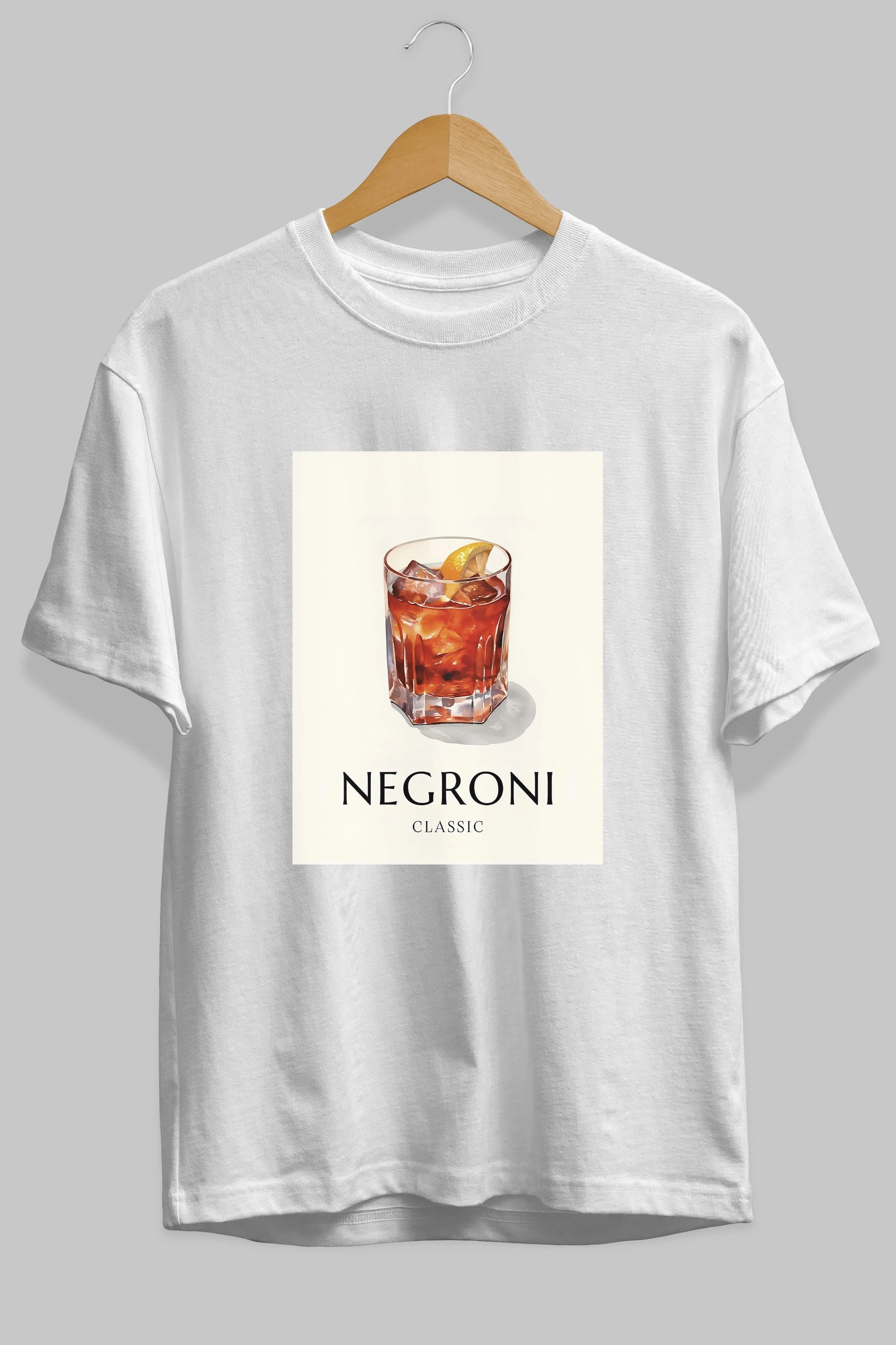 Negroni Classic Ön Baskılı Oversize t-shirt Erkek Kadın Unisex %100 Pamuk Bisiklet Yaka tişort