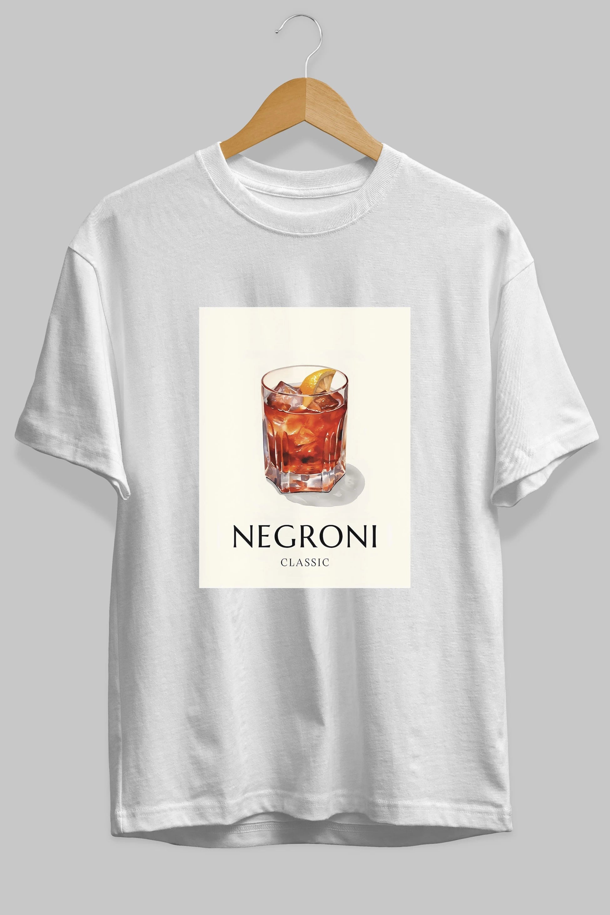 Negroni Classic Ön Baskılı Oversize t-shirt Erkek Kadın Unisex %100 Pamuk Bisiklet Yaka tişort