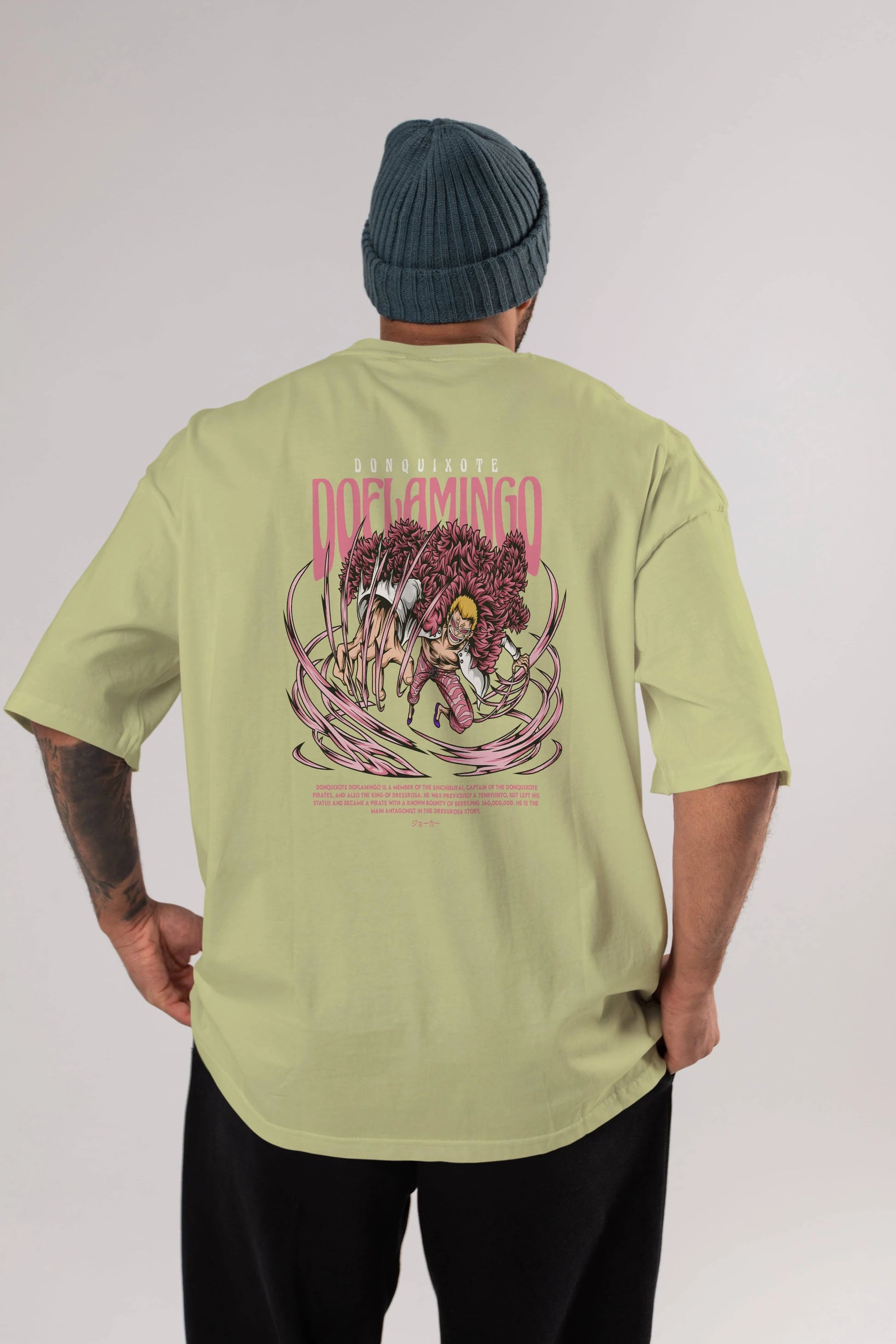 Doflamingo Anime Arka Baskılı Oversize t-shirt Erkek Kadın Unisex