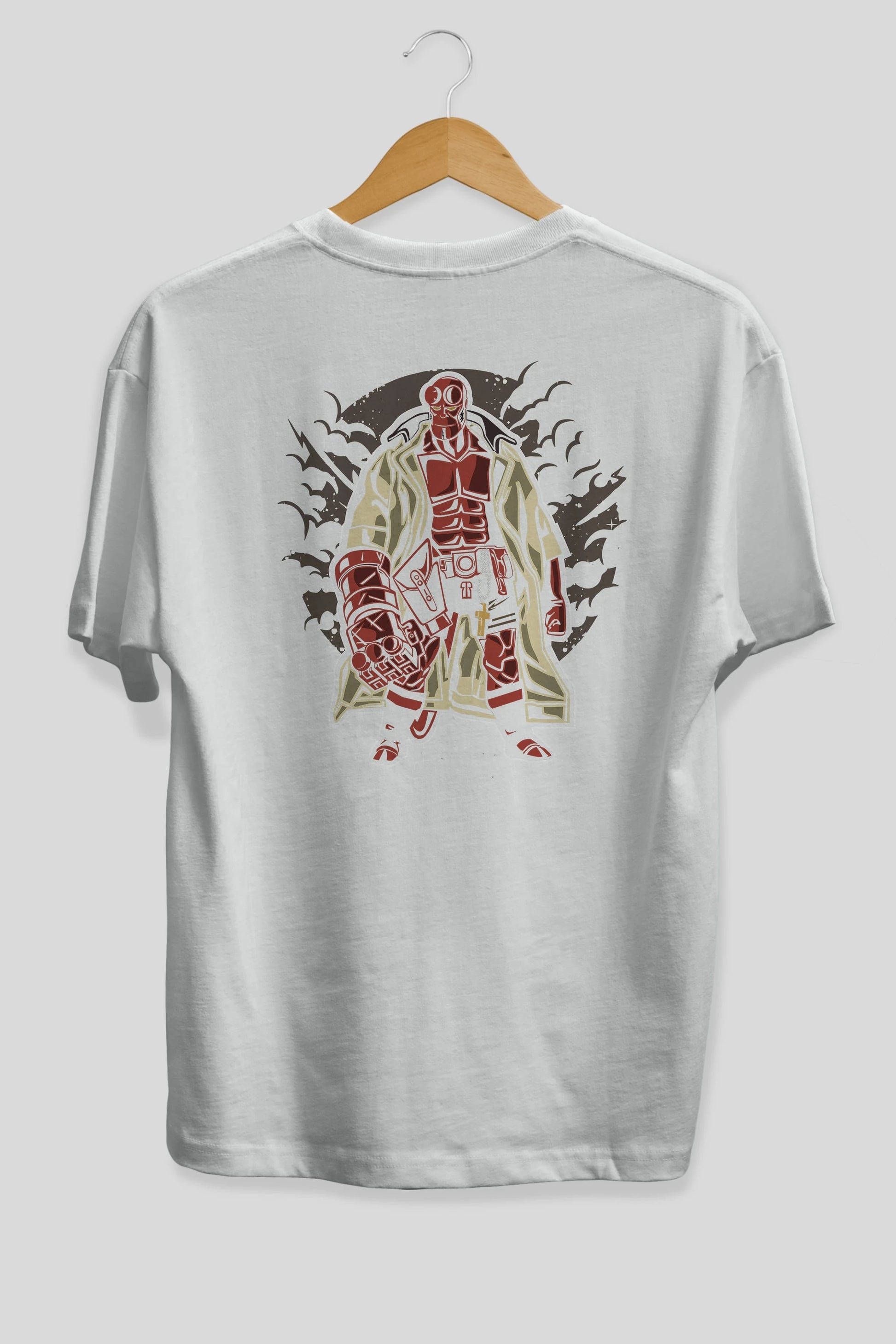 Hellboy Arka Baskılı Oversize t-shirt Erkek Kadın Unisex %100 Pamuk