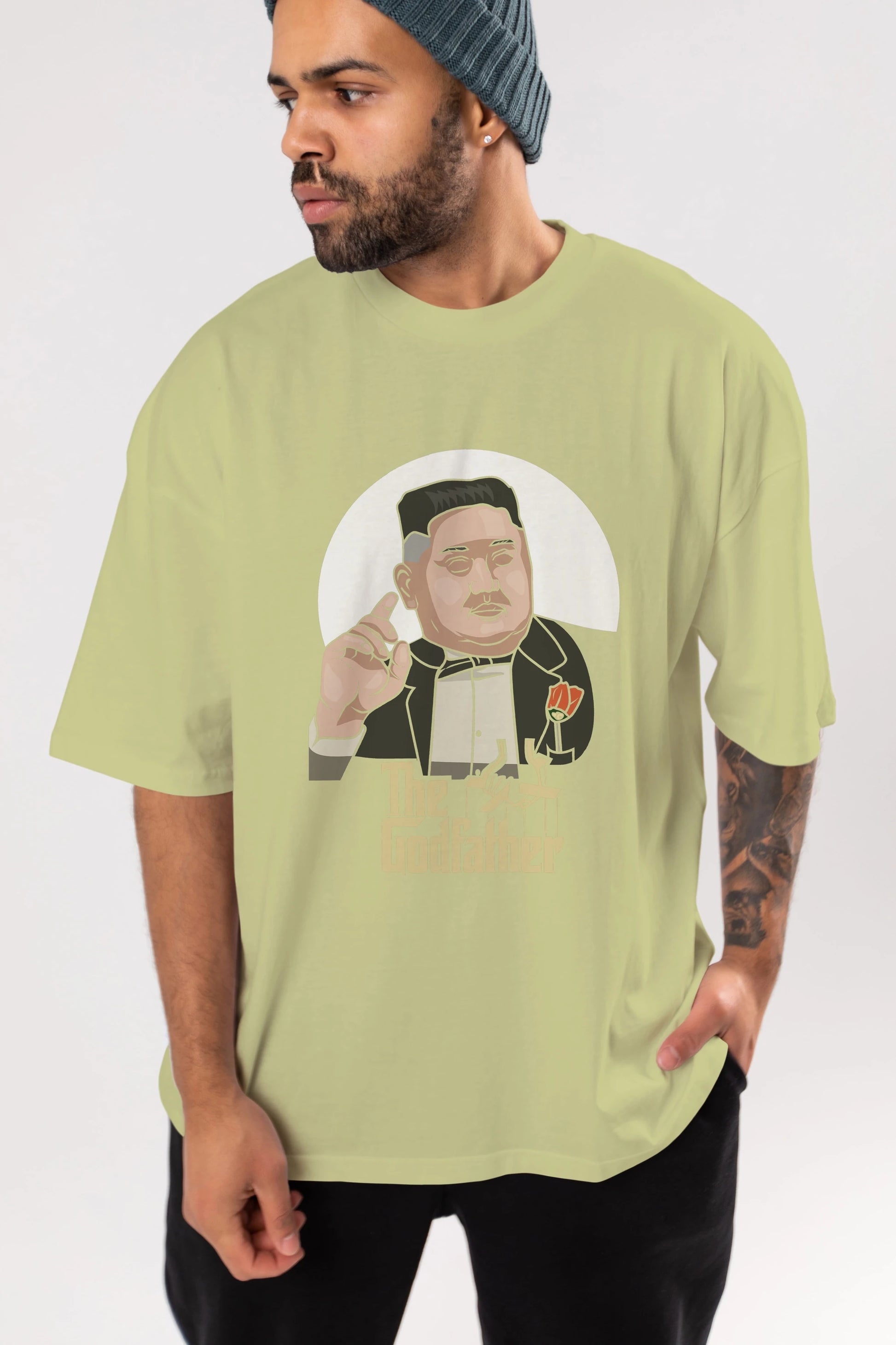 Godfather Jong Un Ön Baskılı Oversize t-shirt Erkek Kadın Unisex %100 Pamuk tişort