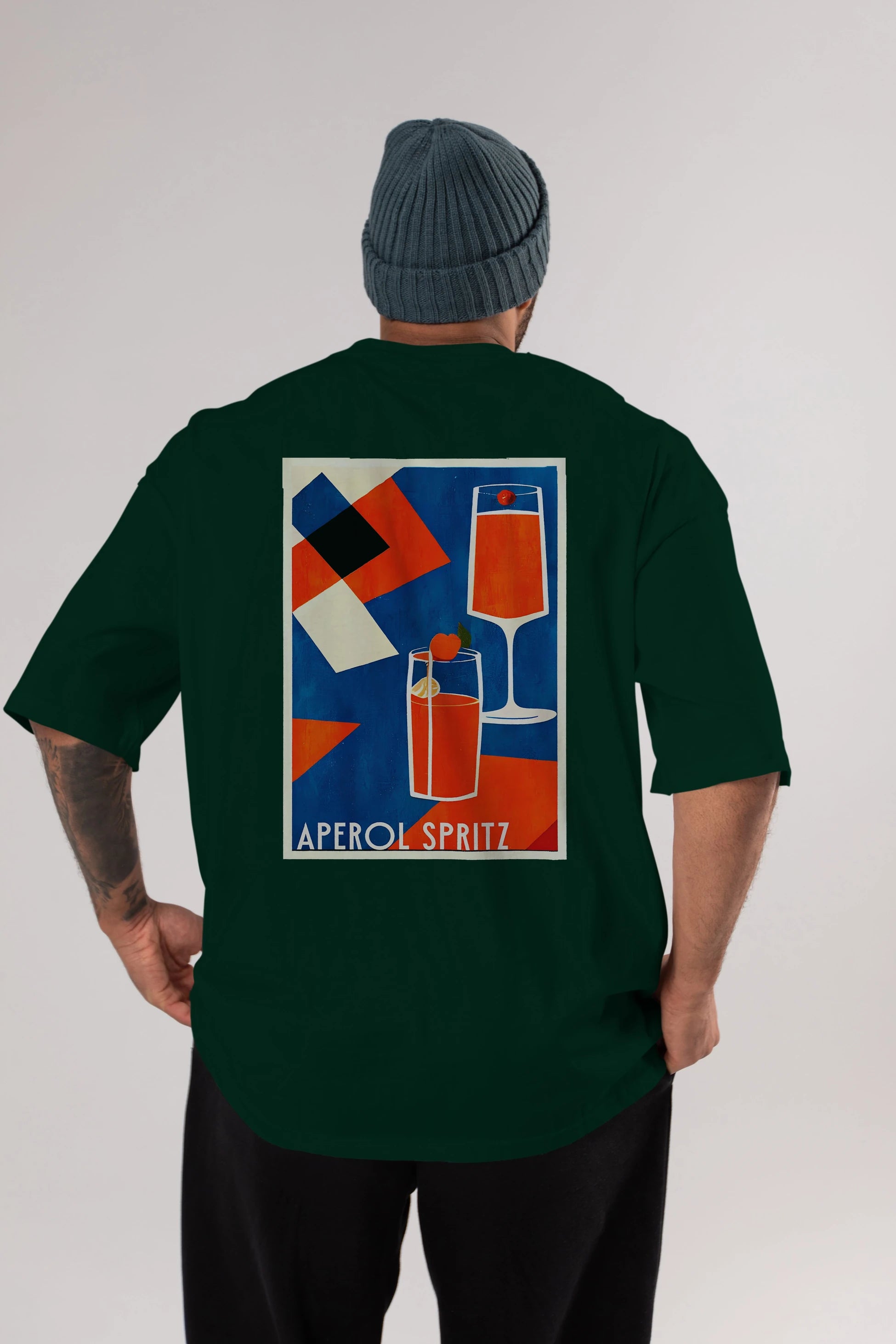 Aperol Spritz 4 Arka Baskılı Oversize t-shirt Erkek Kadın Unisex %100 Pamuk Bisiklet Yaka tişort