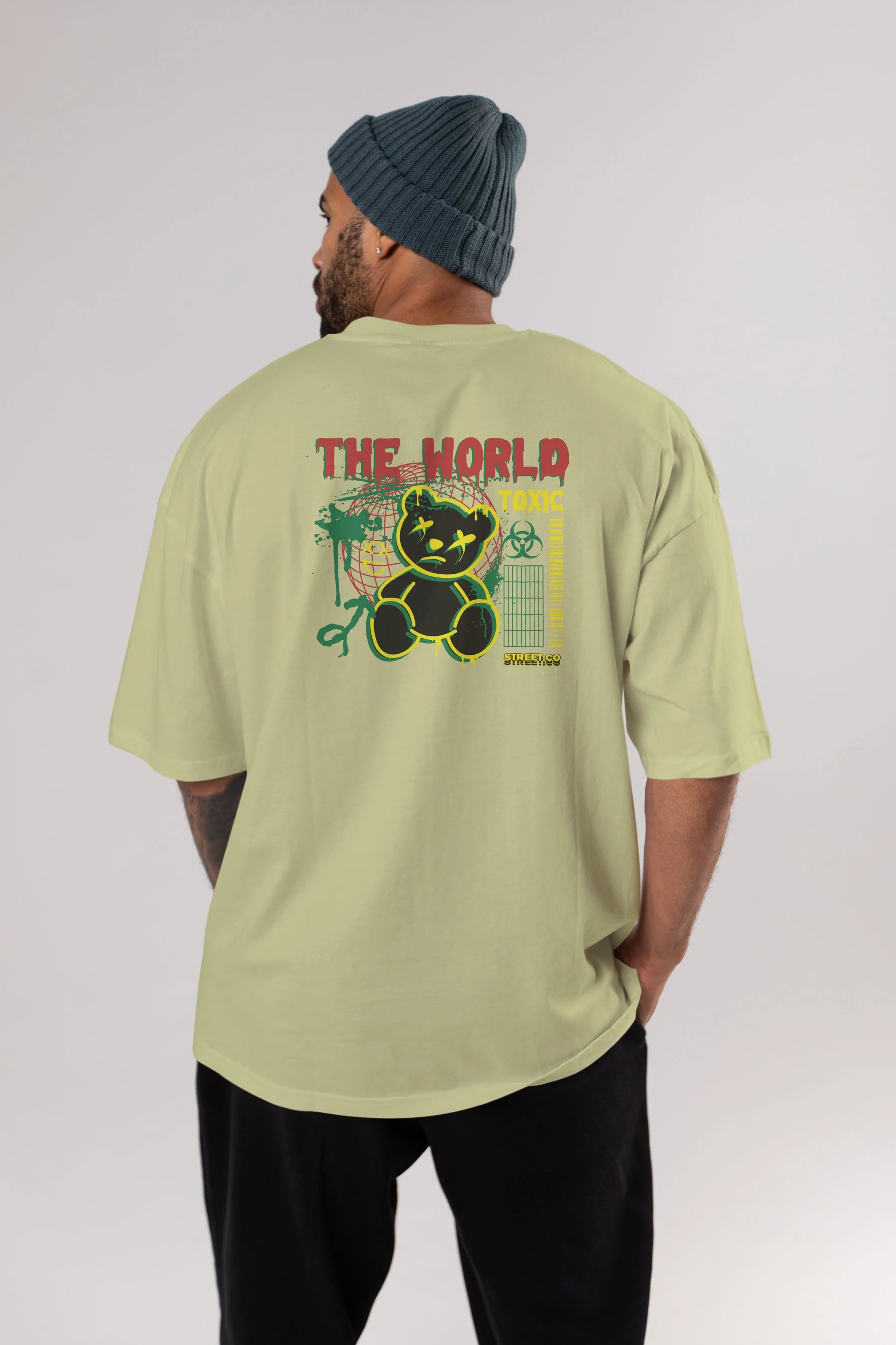 The World Toxic Bear Arka Baskılı Oversize t-shirt Erkek Kadın Unisex