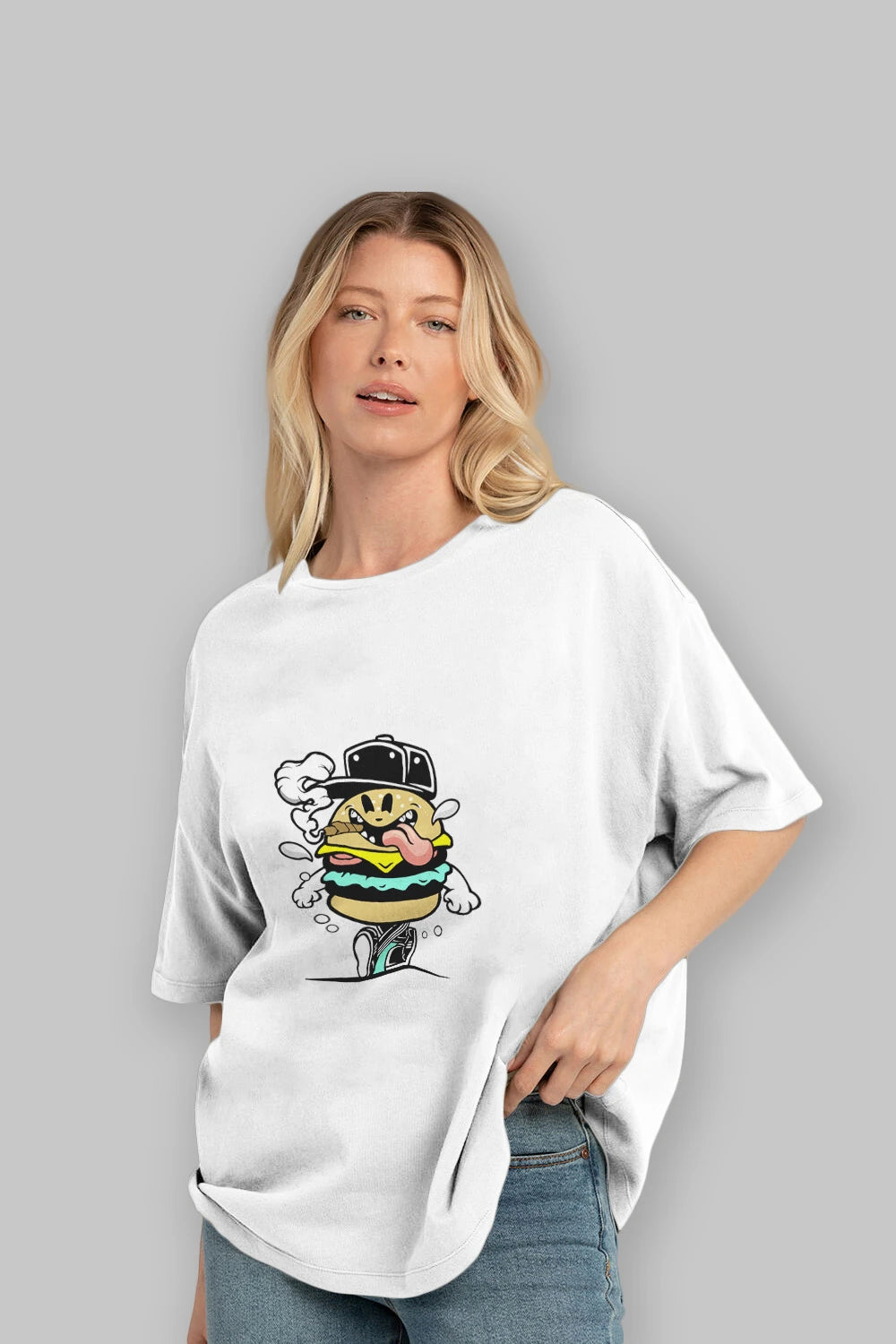 Burger Guy Ön Baskılı Oversize t-shirt Erkek Kadın Unisex %100 Pamuk tişort