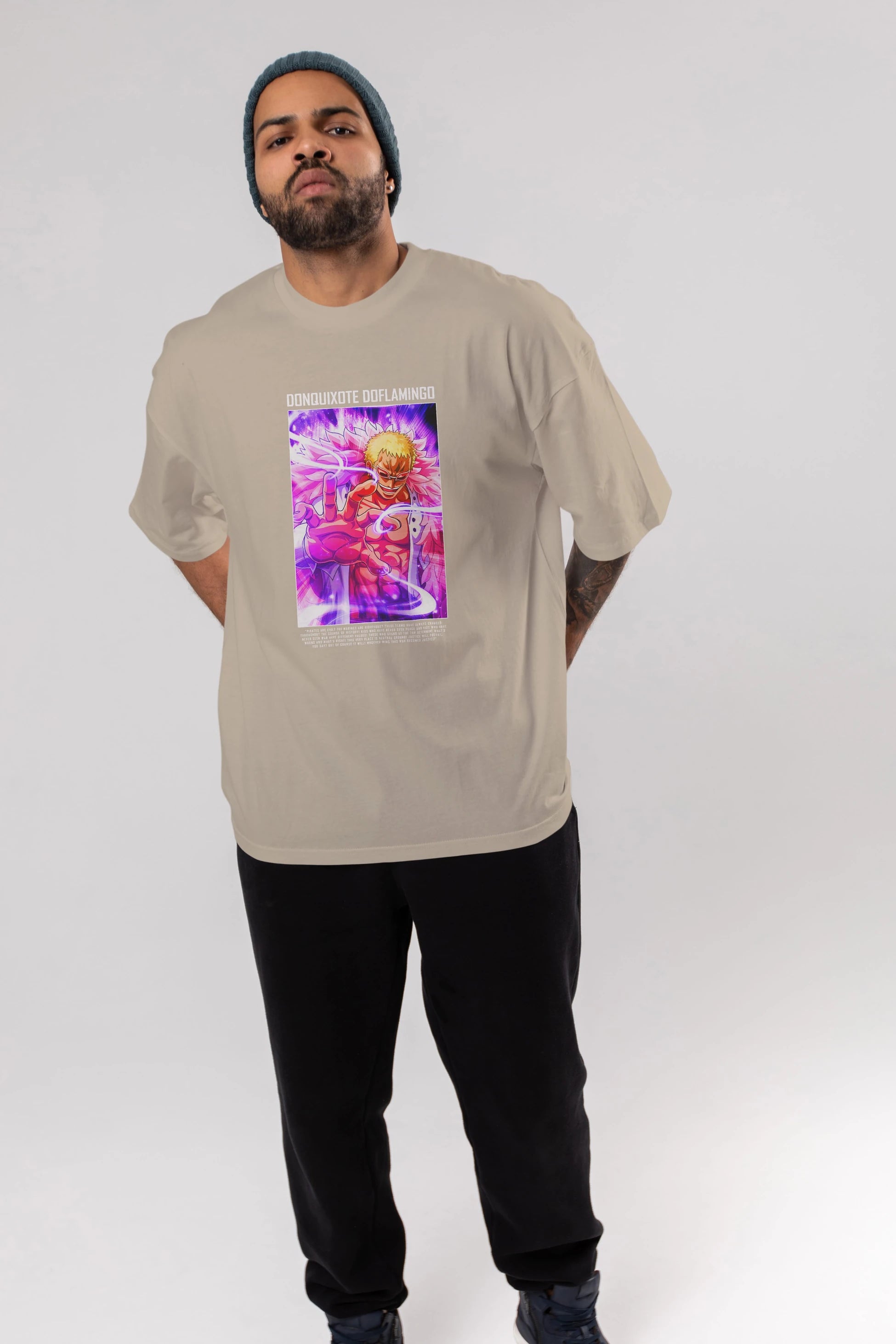 Doflamingo Anime Ön Baskılı Oversize t-shirt Erkek Kadın Unisex