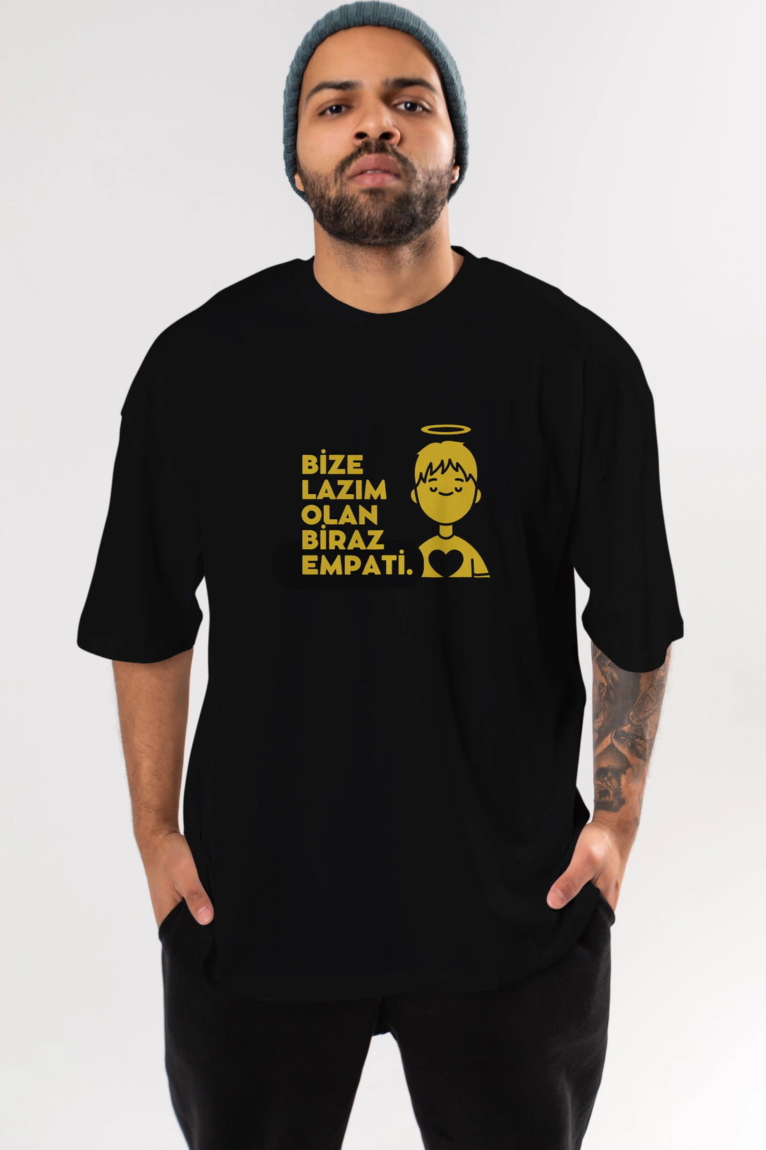 Bize Lazım Olan Biraz Empati Ön Baskılı Oversize t-shirt Erkek Kadın Unisex
