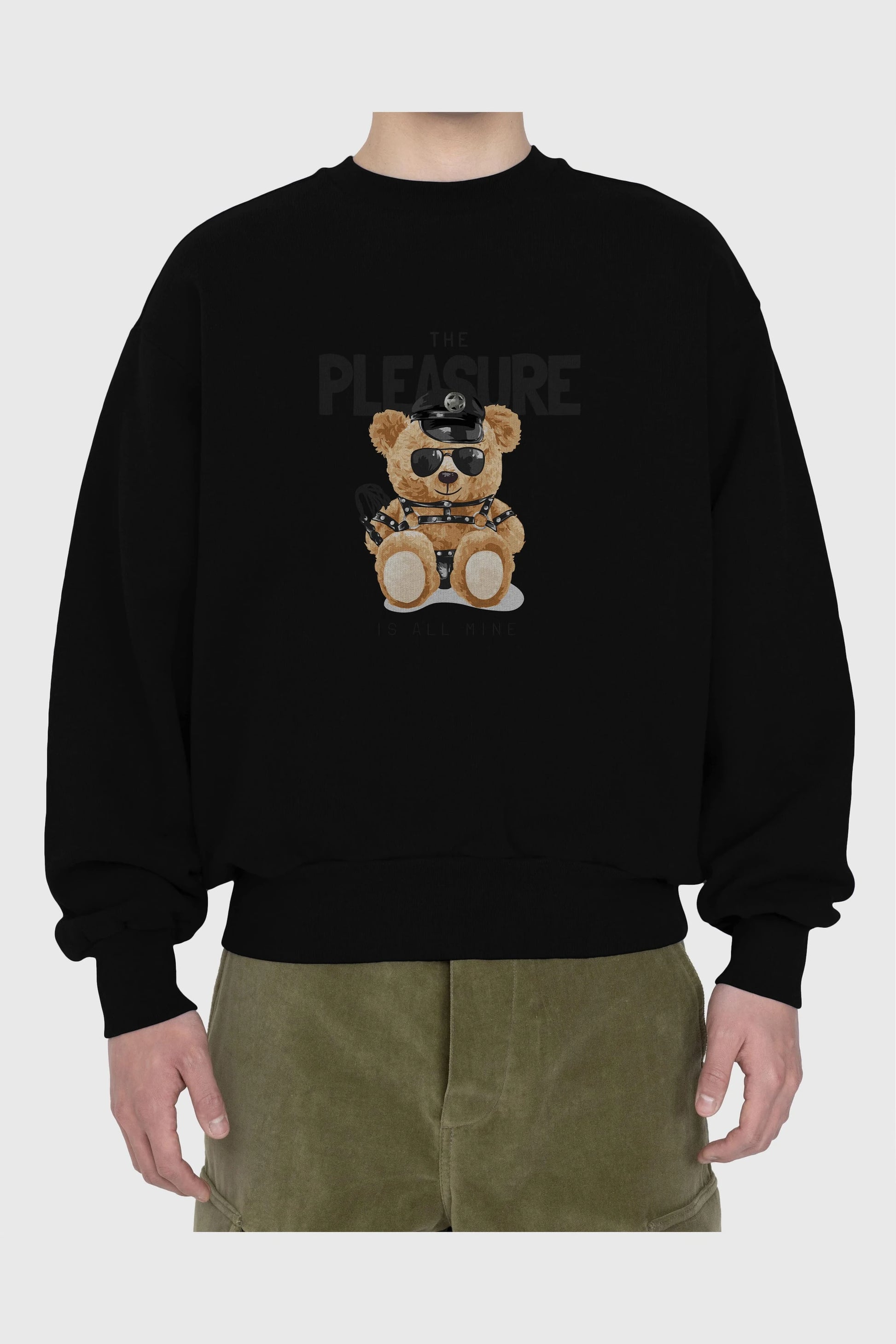 Teddy Bear The Pleasure Ön Baskılı Oversize Sweatshirt Erkek Kadın Unisex