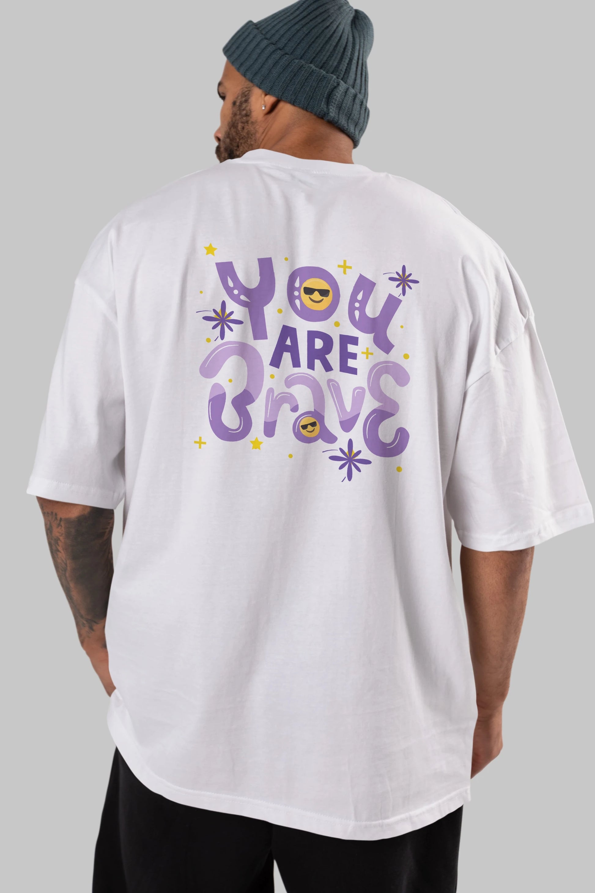 You Are Brave Yazılı Arka Baskılı Oversize t-shirt Erkek Kadın Unisex