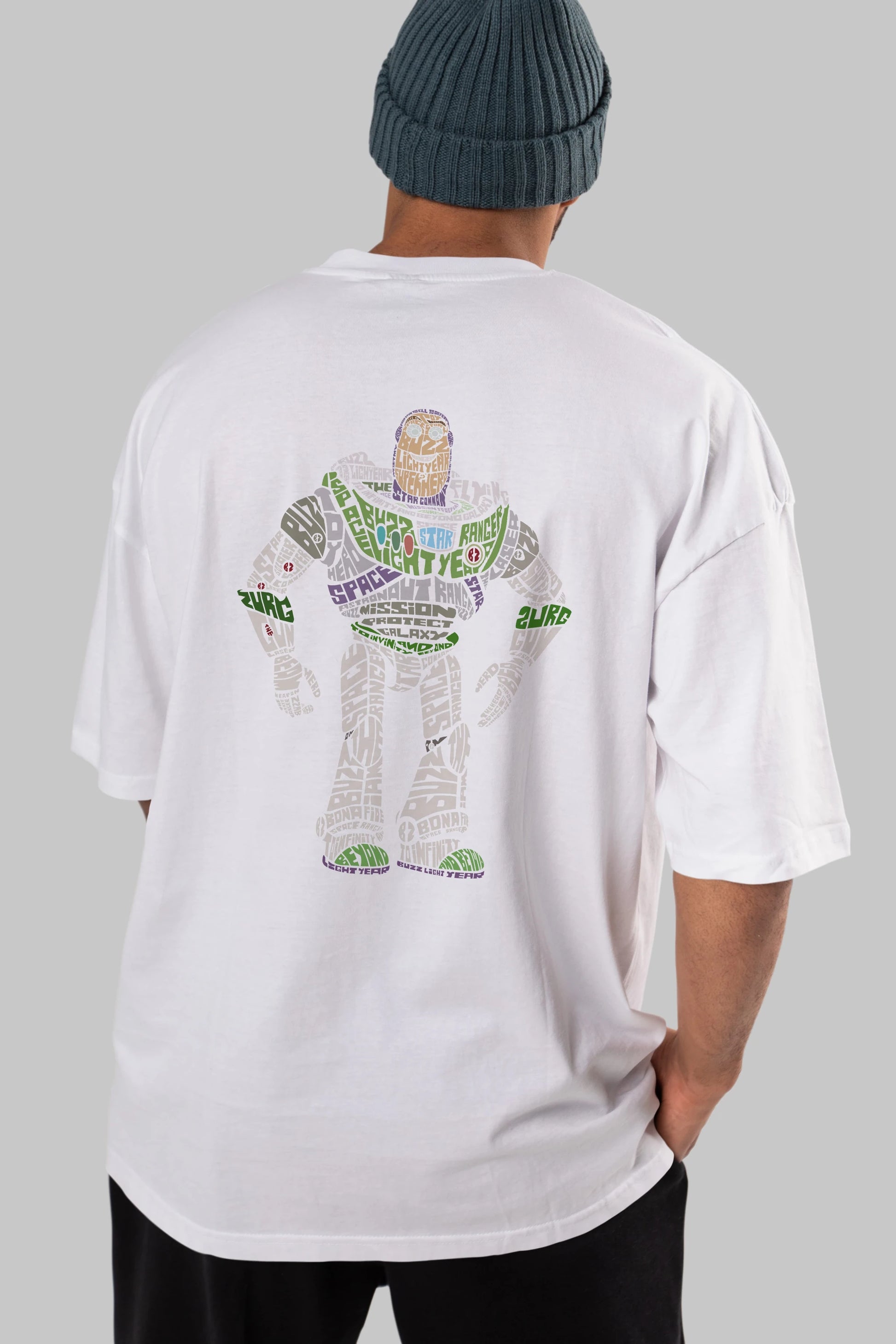 Buzz Arka Baskılı Oversize t-shirt %100 pamuk Erkek Kadın Unisex