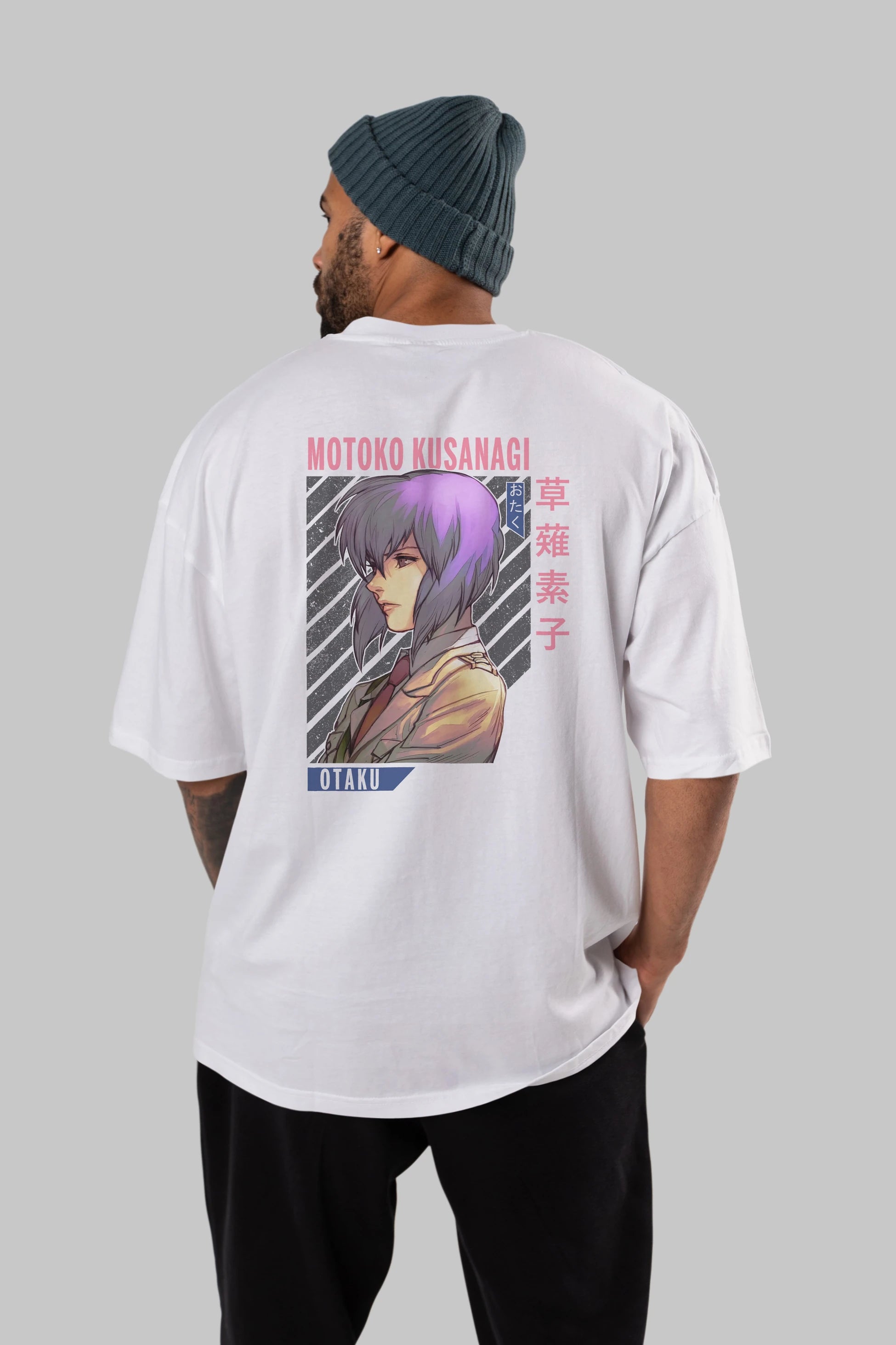 Motoko Kusanagi 4 Anime Arka Baskılı Oversize t-shirt Erkek Kadın Unisex